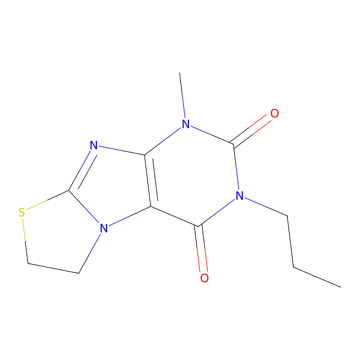 1-Methyl-3-propyl-6,7-dihydro-1H-thiazolo[2,3-f]purine-2,4-dione molecular structure, CAS 330818-20-7