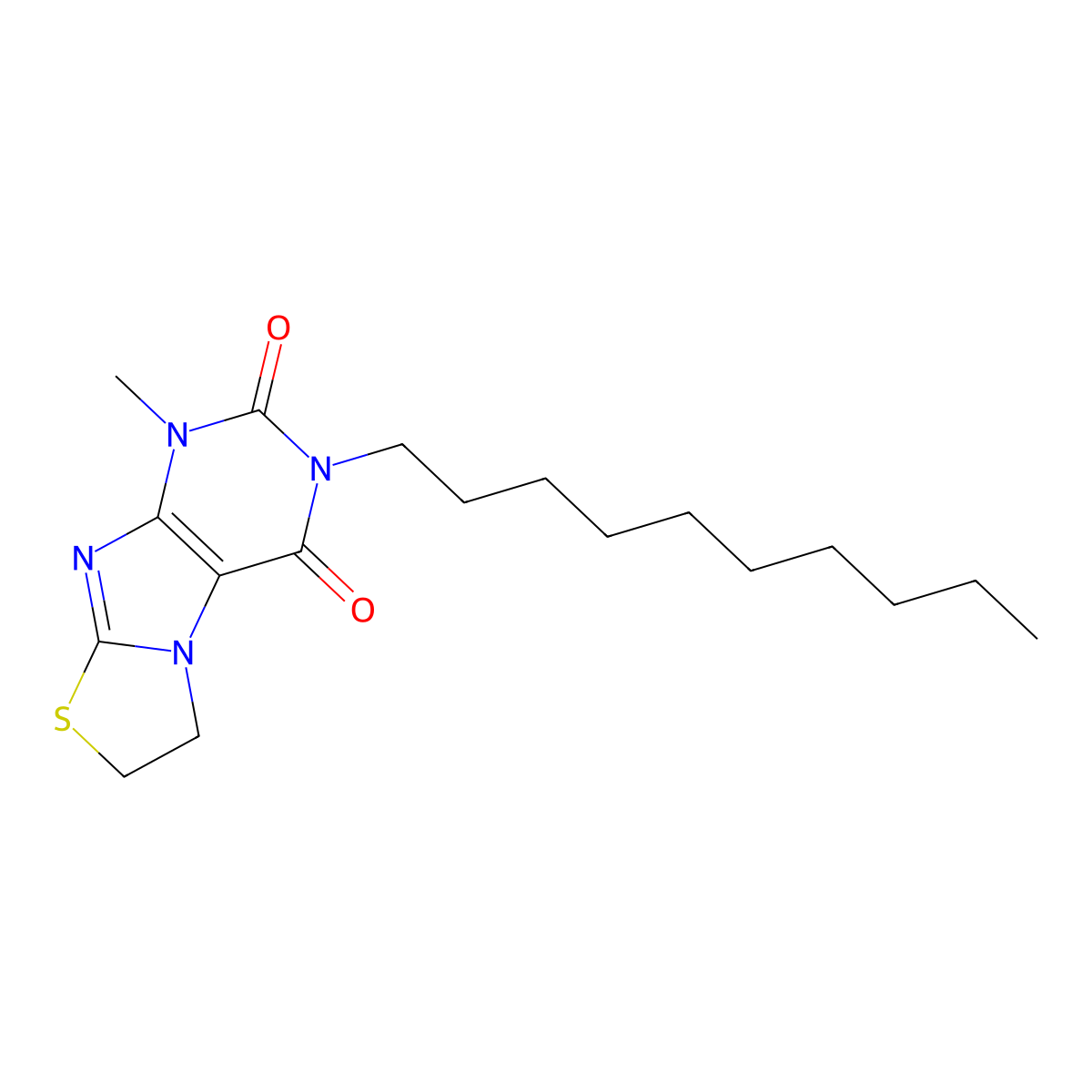 3-Decyl-1-methyl-6,7-dihydrothiazolo[2,3-f]purine-2,4(1H,3H)-dione molecular structure, CAS 330818-21-8