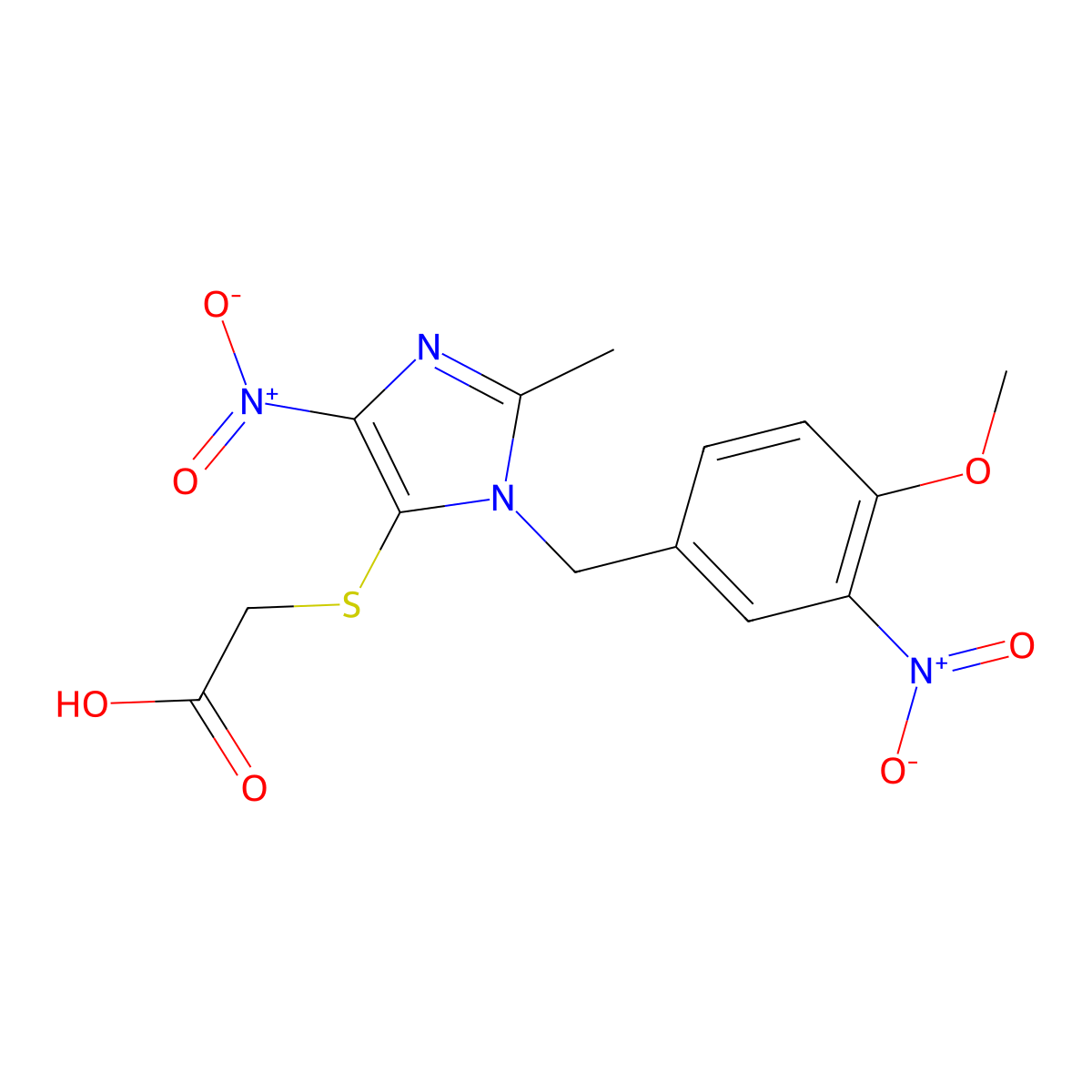 {[1-(4-methoxy-3-nitrobenzyl)-2-methyl-4-nitro-1H-imidazol-5-yl]sulfanyl}acetic acid molecular structure, CAS 330819-48-2