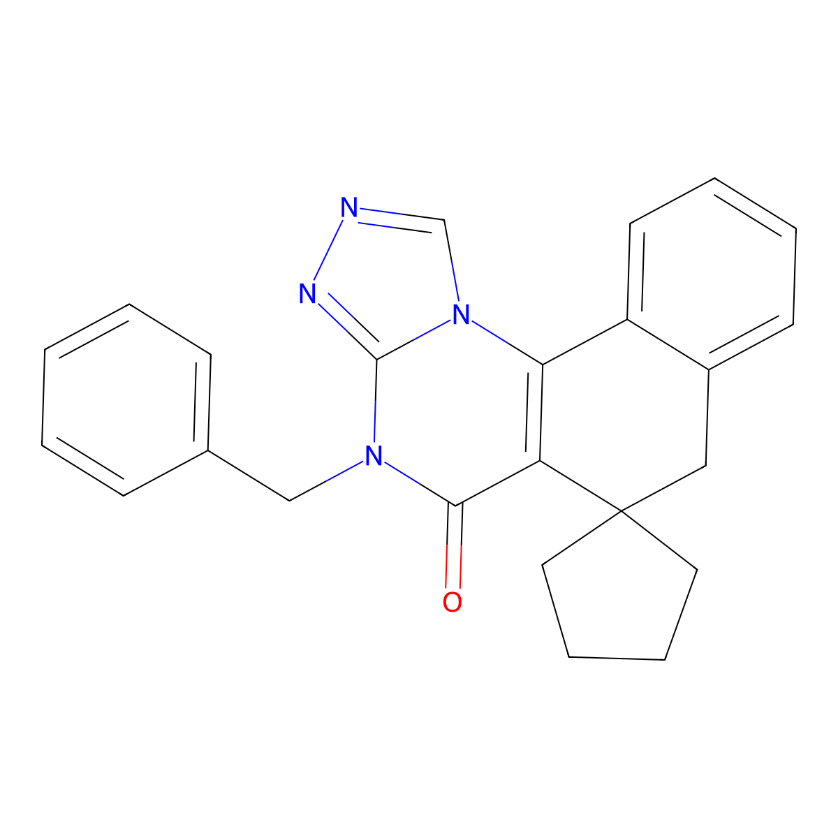 4-Benzyl-5-oxo-4,5,6,7-tetrahydrobenzo[h][1,2,4]triazolo[4,3-a]quinazoline-6-spiro-1'-cyclopentane molecular structure, CAS 330819-73-3