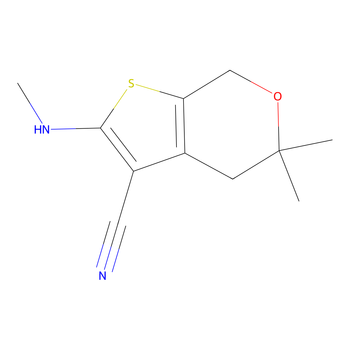 5,5-dimethyl-2-(methylamino)-4,7-dihydro-5H-thieno[2,3-c]pyran-3-carbonitrile molecular structure, CAS 330819-86-8