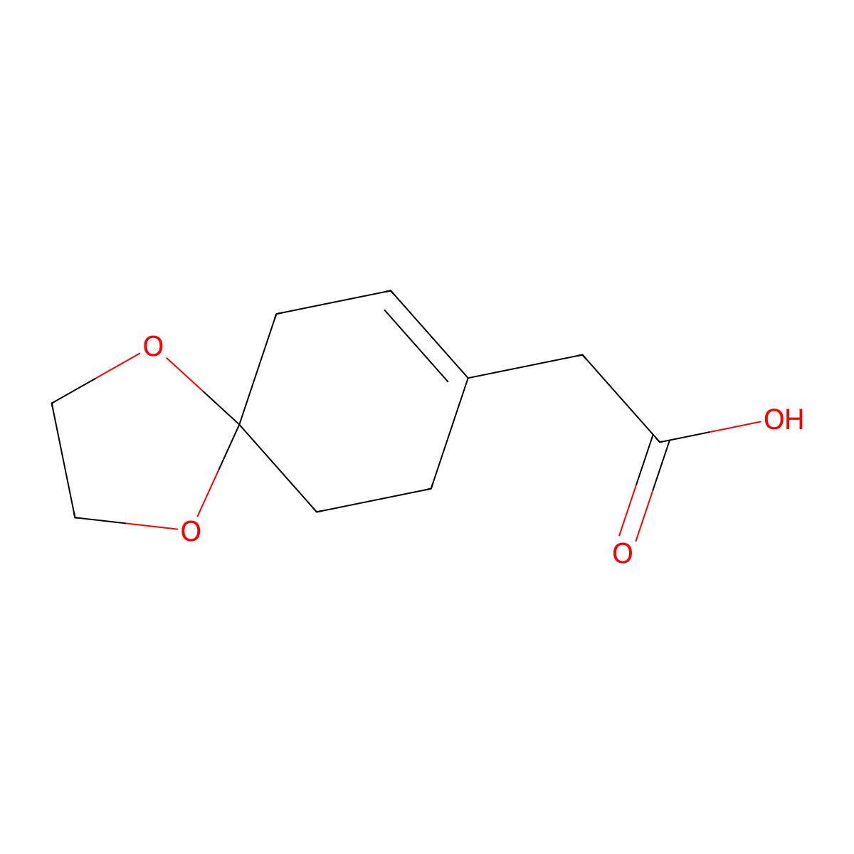 2-(1,4-Dioxaspiro[4.5]dec-7-en-8-yl)acetic acid molecular structure, CAS 33082-77-8