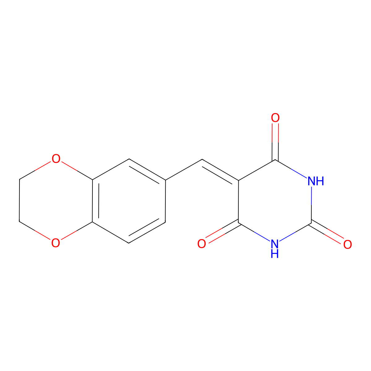 5-(2,3-Dihydro-1,4-benzodioxin-6-ylmethylidene)-1,3-diazinane-2,4,6-trione molecular structure, CAS 330820-36-5