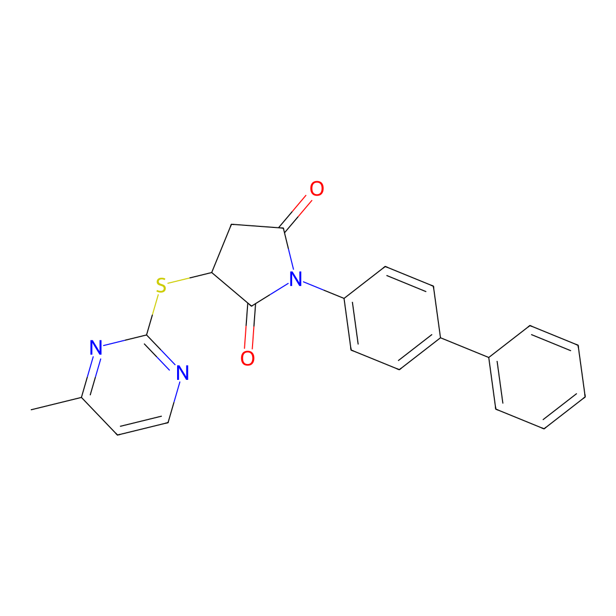 3-(4-Methylpyrimidin-2-yl)sulfanyl-1-(4-phenylphenyl)pyrrolidine-2,5-dione molecular structure, CAS 330826-06-7