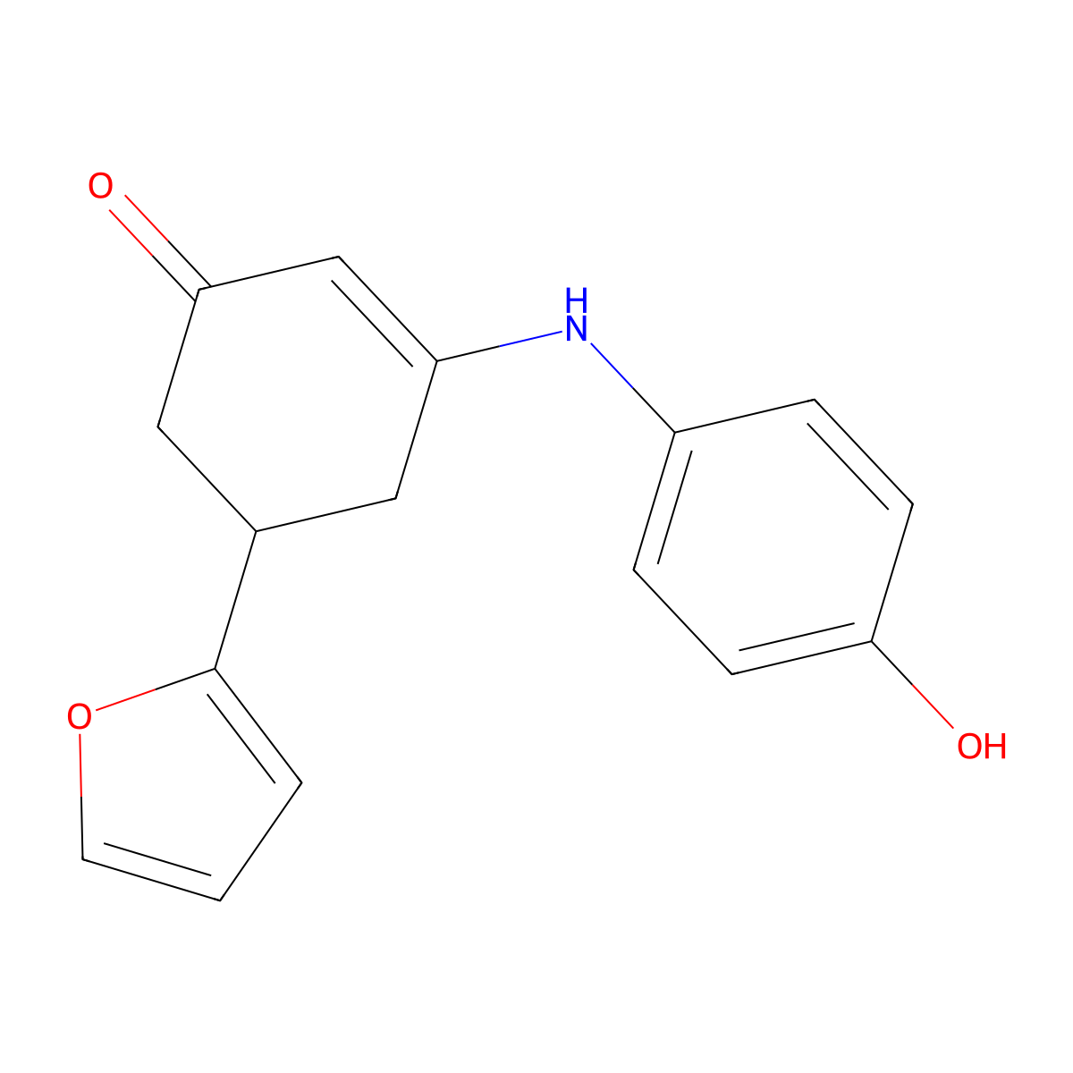 5-(Furan-2-yl)-3-[(4-hydroxyphenyl)amino]cyclohex-2-en-1-one molecular structure, CAS 330826-16-9