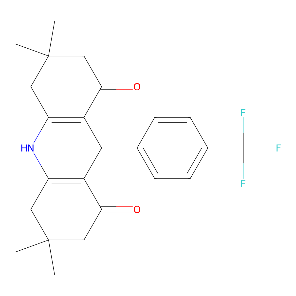 3,3,6,6-Tetramethyl-9-[4-(trifluoromethyl)phenyl]-2,4,5,7,9,10-hexahydroacridine-1,8-dione molecular structure, CAS 330826-29-4