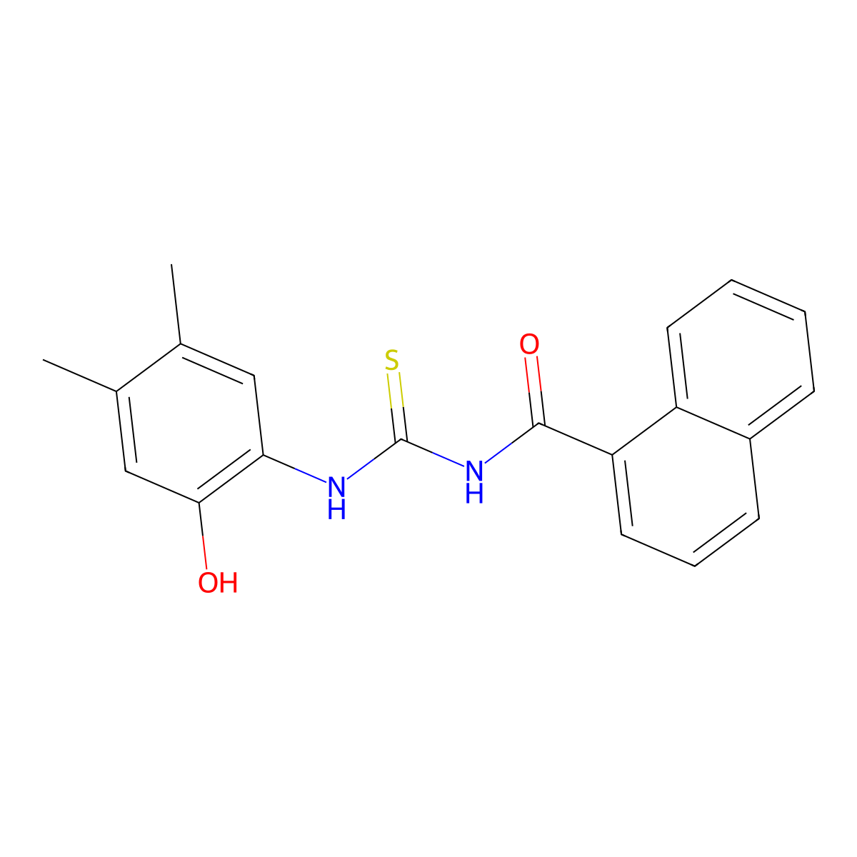 N-[(2-hydroxy-4,5-dimethylphenyl)carbamothioyl]naphthalene-1-carboxamide molecular structure, CAS 330826-42-1