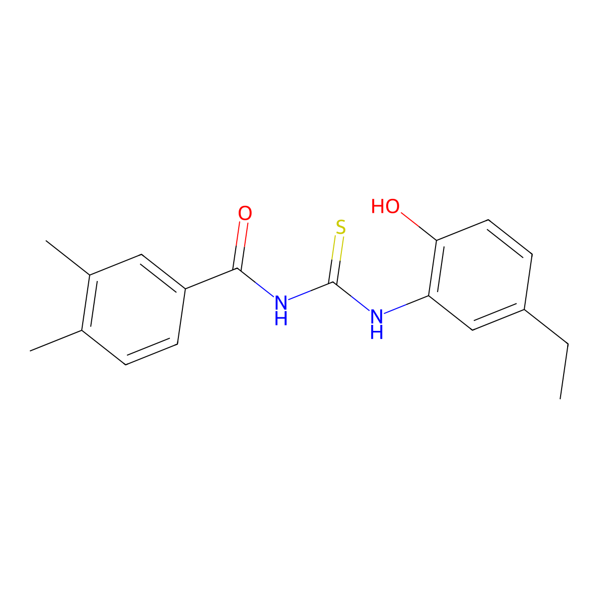 N-[(5-ethyl-2-hydroxyphenyl)carbamothioyl]-3,4-dimethylbenzamide molecular structure, CAS 330826-46-5