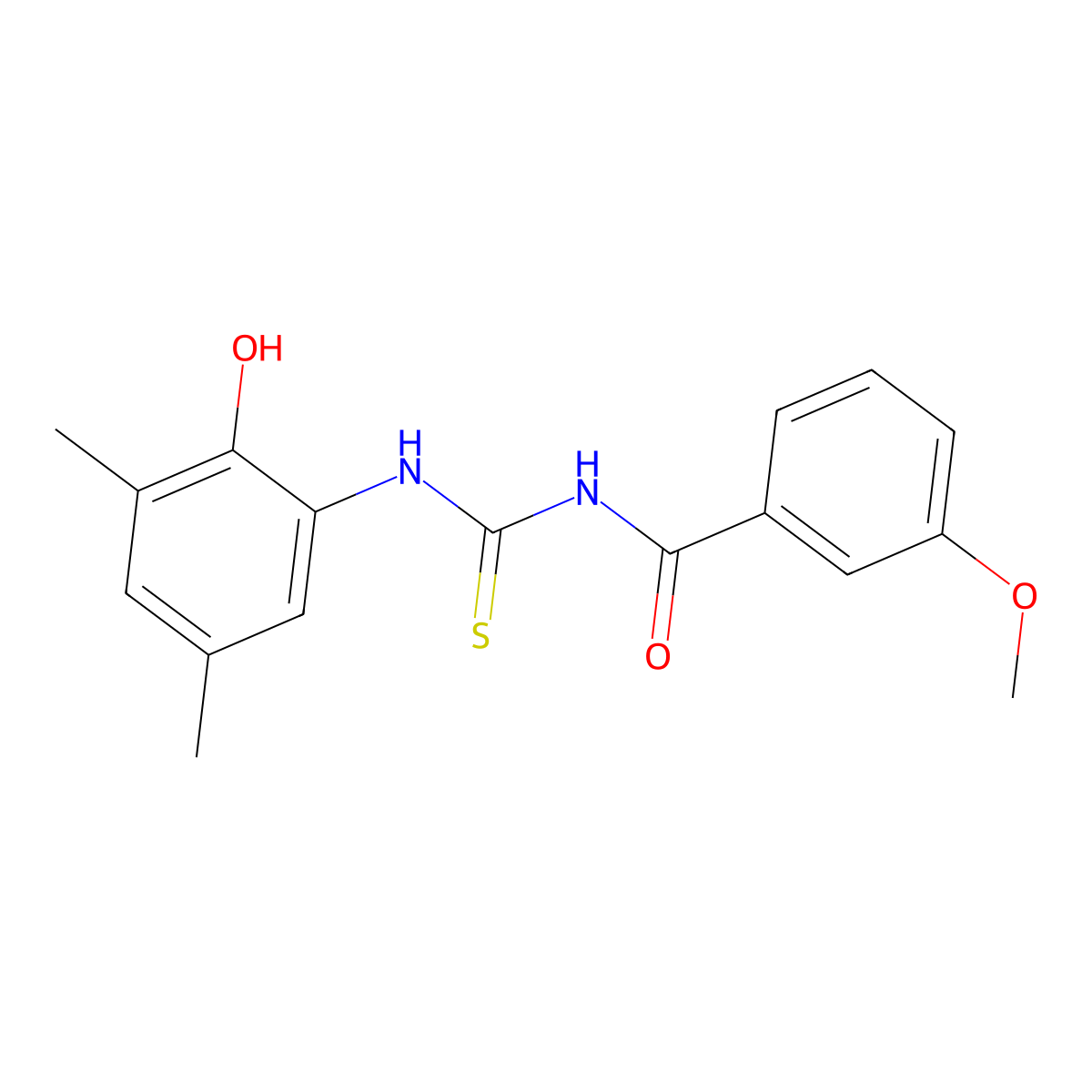 N-[(2-hydroxy-3,5-dimethylphenyl)carbamothioyl]-3-methoxybenzamide molecular structure, CAS 330826-47-6