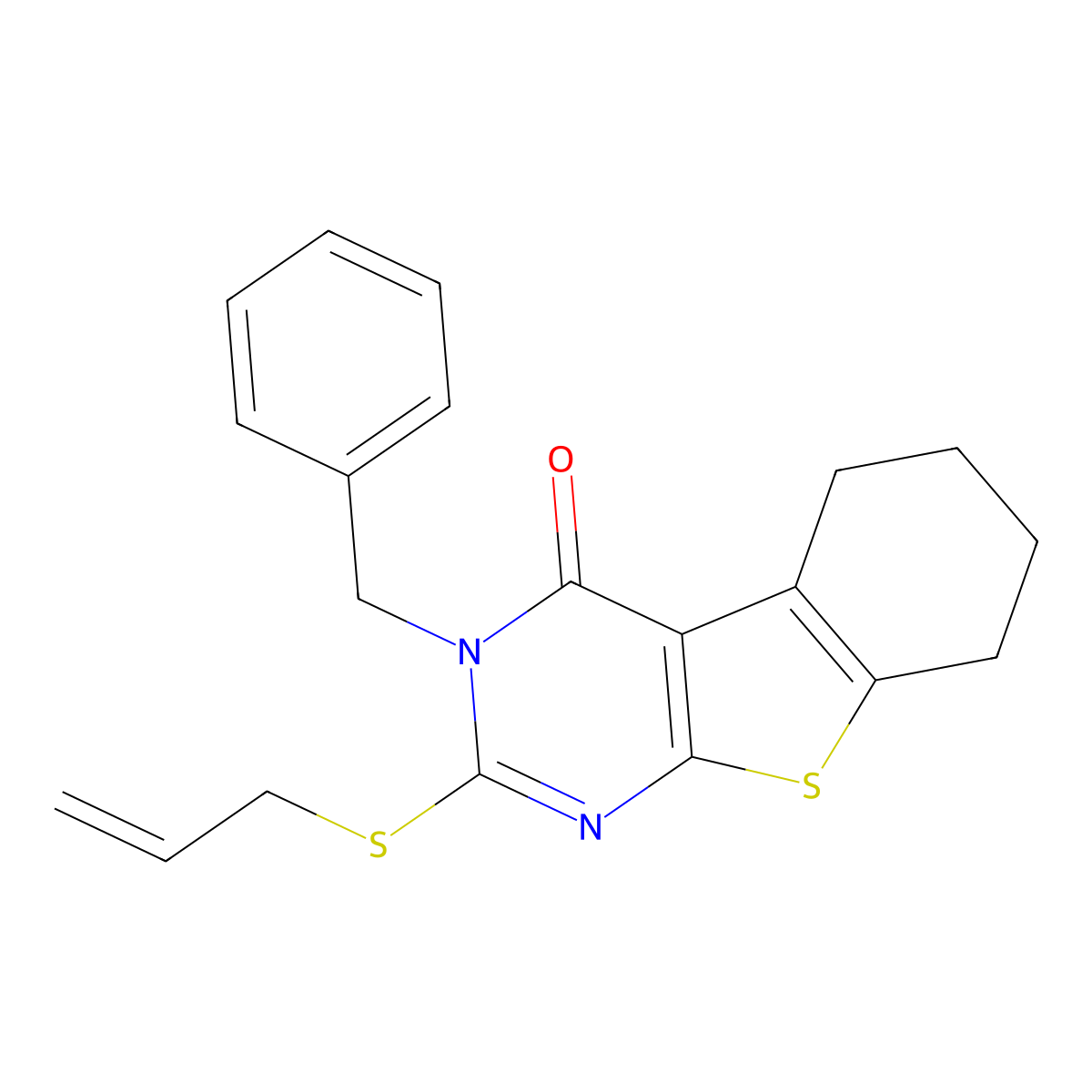 3-Benzyl-2-prop-2-enylsulfanyl-5,6,7,8-tetrahydro-[1]benzothiolo[2,3-d]pyrimidin-4-one molecular structure, CAS 330826-50-1
