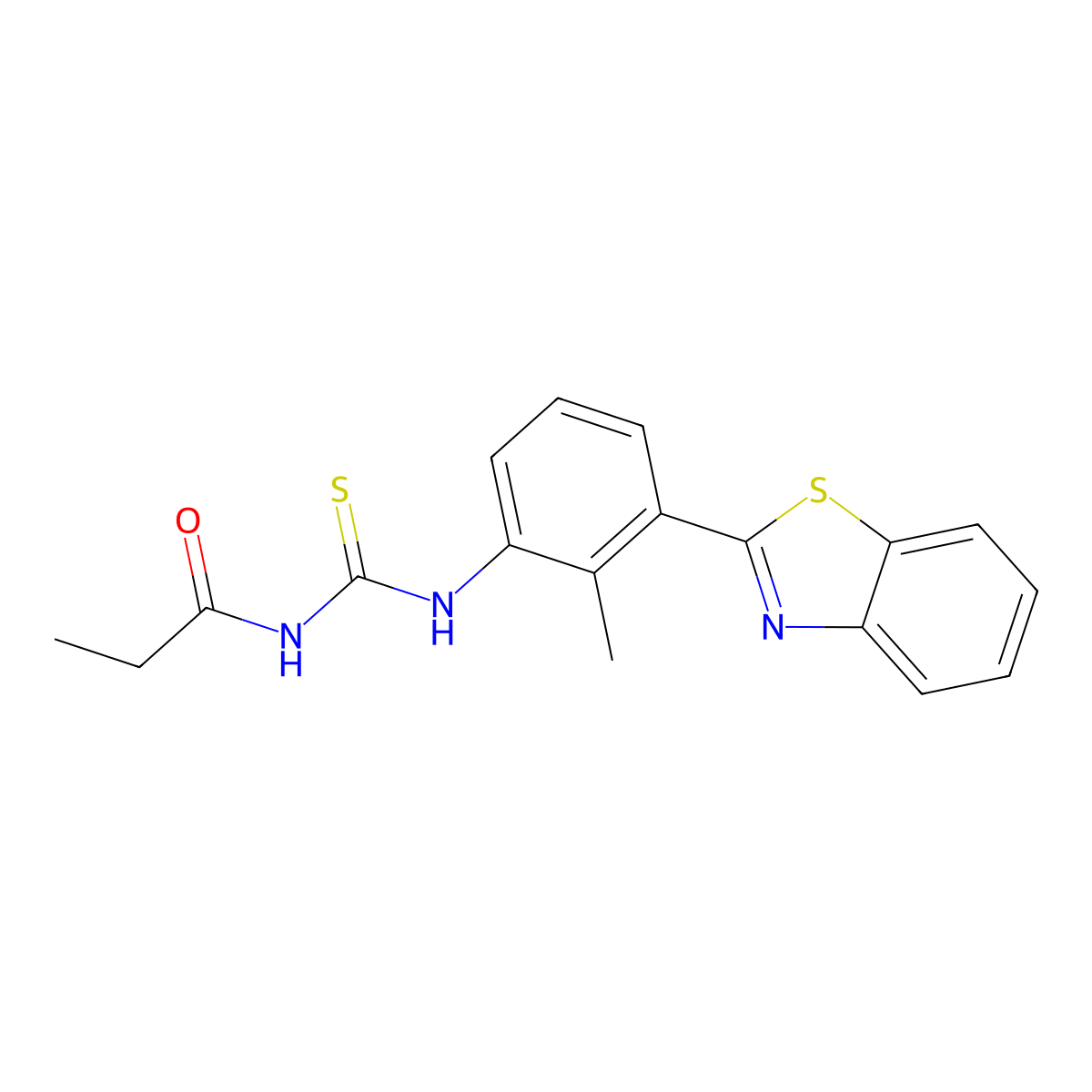 N-[[3-(1,3-benzothiazol-2-yl)-2-methylphenyl]carbamothioyl]propanamide molecular structure, CAS 330826-52-3
