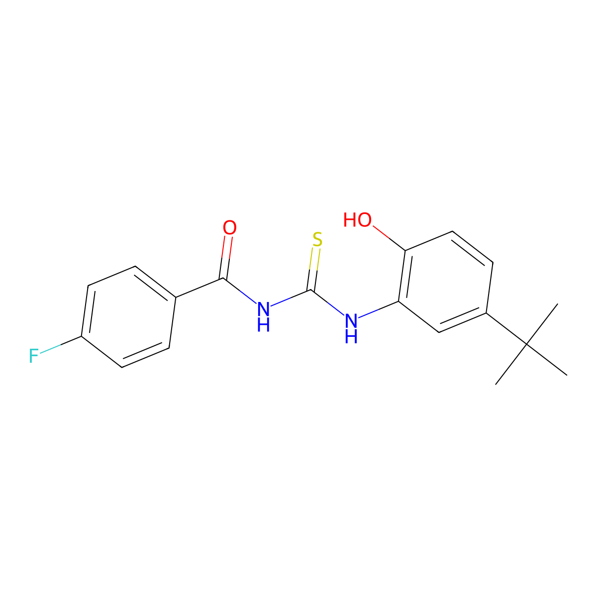 N-[(5-tert-butyl-2-hydroxyphenyl)carbamothioyl]-4-fluorobenzamide molecular structure, CAS 330826-73-8