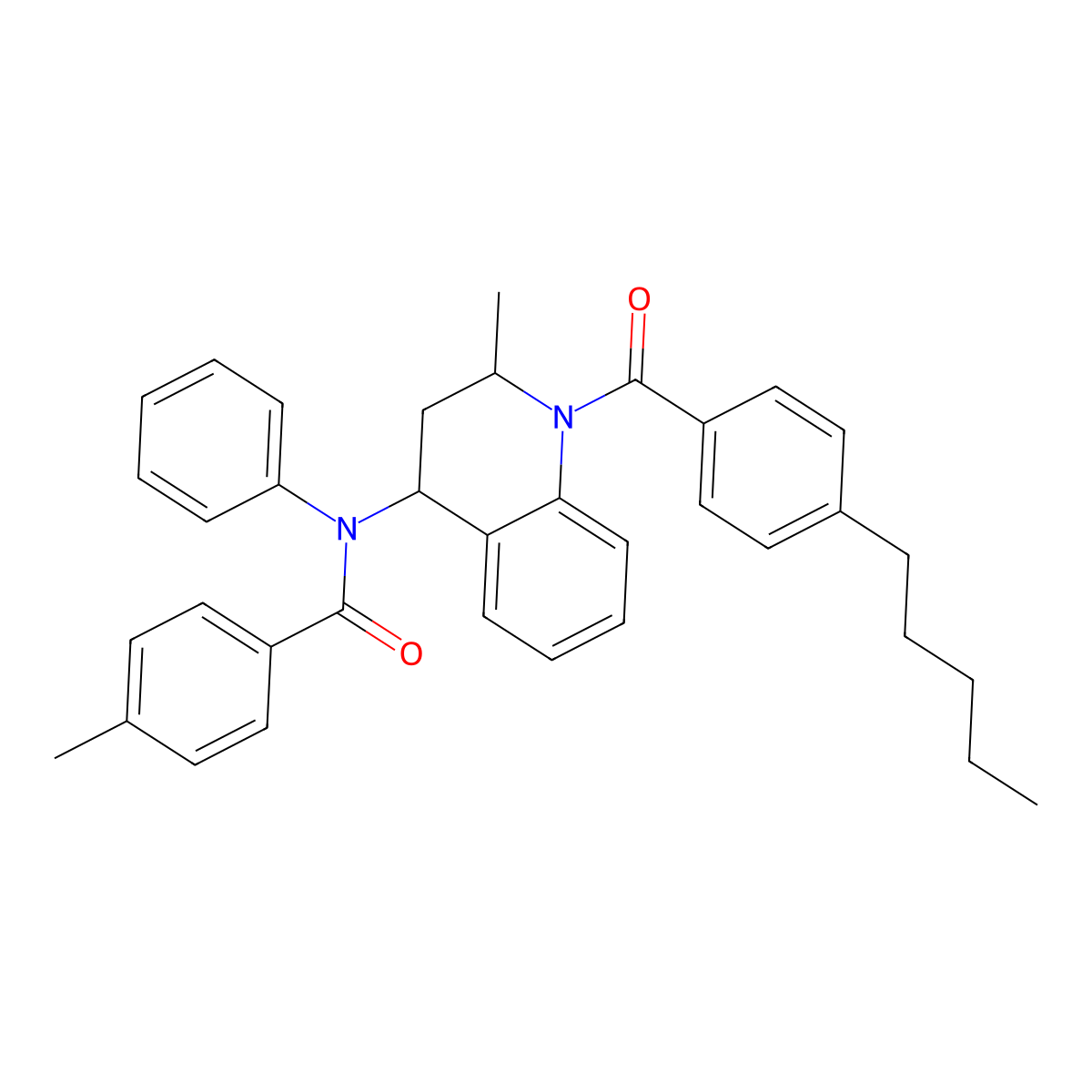 4-methyl-N-[2-methyl-1-(4-pentylbenzoyl)-3,4-dihydro-2H-quinolin-4-yl]-N-phenylbenzamide molecular structure, CAS 330826-76-1
