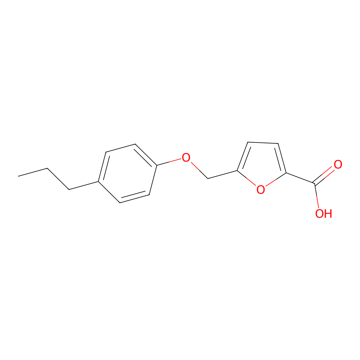 5-[(4-Propylphenoxy)methyl]furan-2-carboxylic acid molecular structure, CAS 330826-84-1