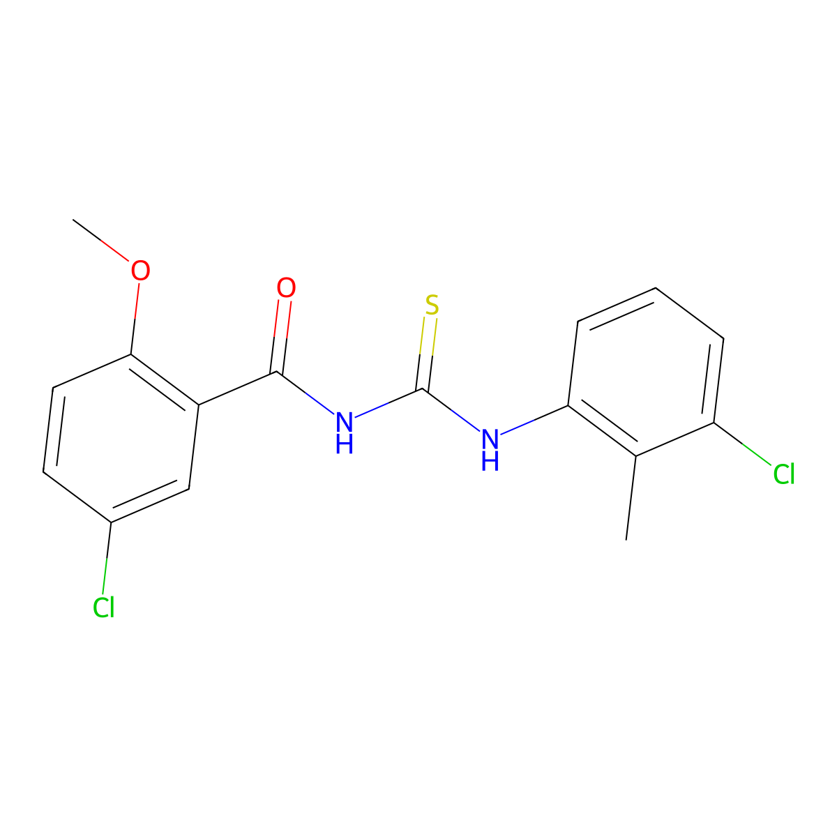 5-chloro-N-[(3-chloro-2-methylphenyl)carbamothioyl]-2-methoxybenzamide molecular structure, CAS 330827-32-2