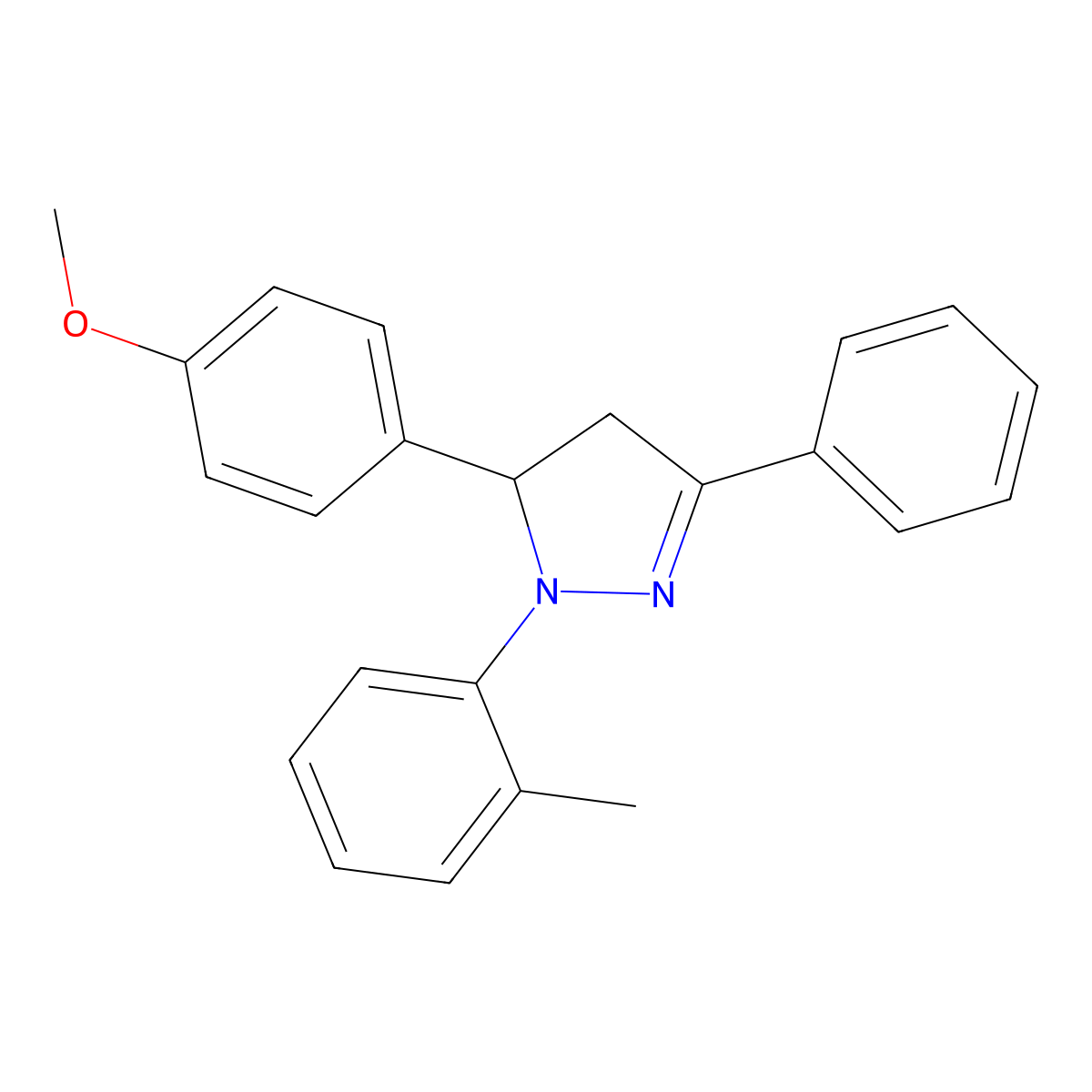 3-(4-Methoxyphenyl)-2-(2-methylphenyl)-5-phenyl-3,4-dihydropyrazole molecular structure, CAS 330827-50-4