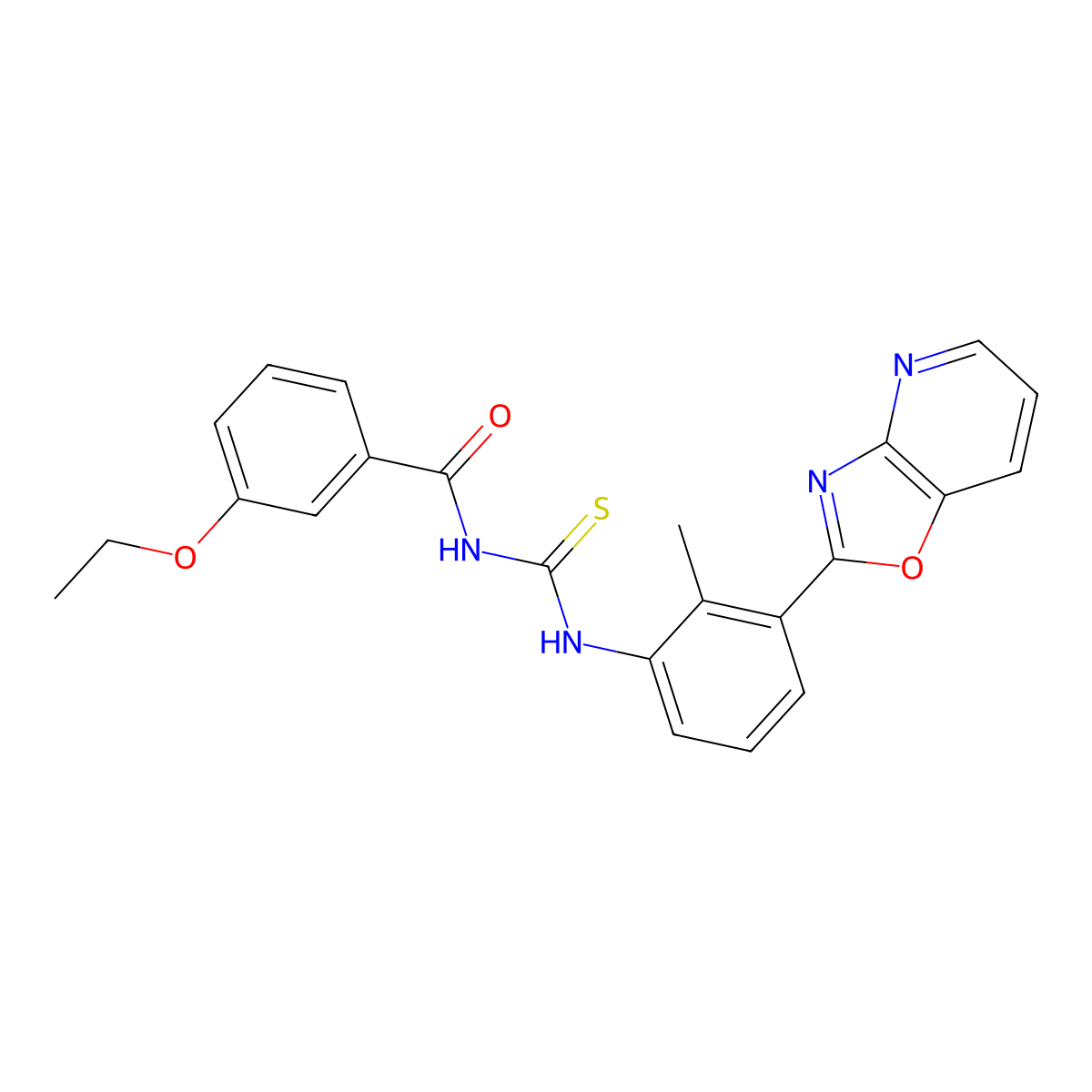 3-ethoxy-N-{[2-methyl-3-([1,3]oxazolo[4,5-b]pyridin-2-yl)phenyl]carbamothioyl}benzamide molecular structure, CAS 330827-54-8