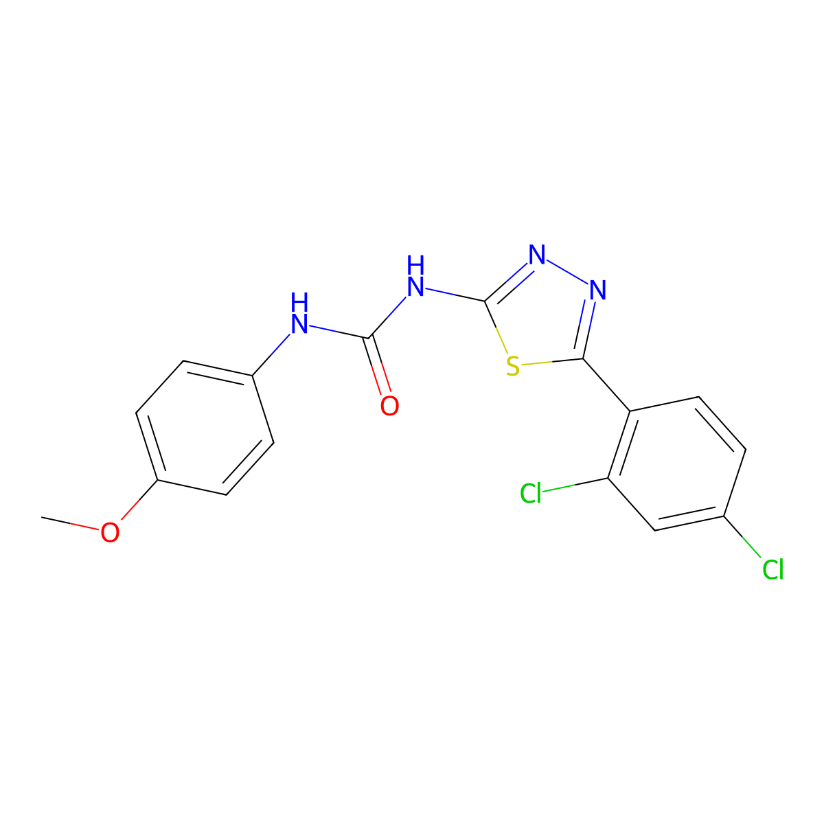 1-[5-(2,4-Dichlorophenyl)-1,3,4-thiadiazol-2-yl]-3-(4-methoxyphenyl)urea molecular structure, CAS 330827-75-3