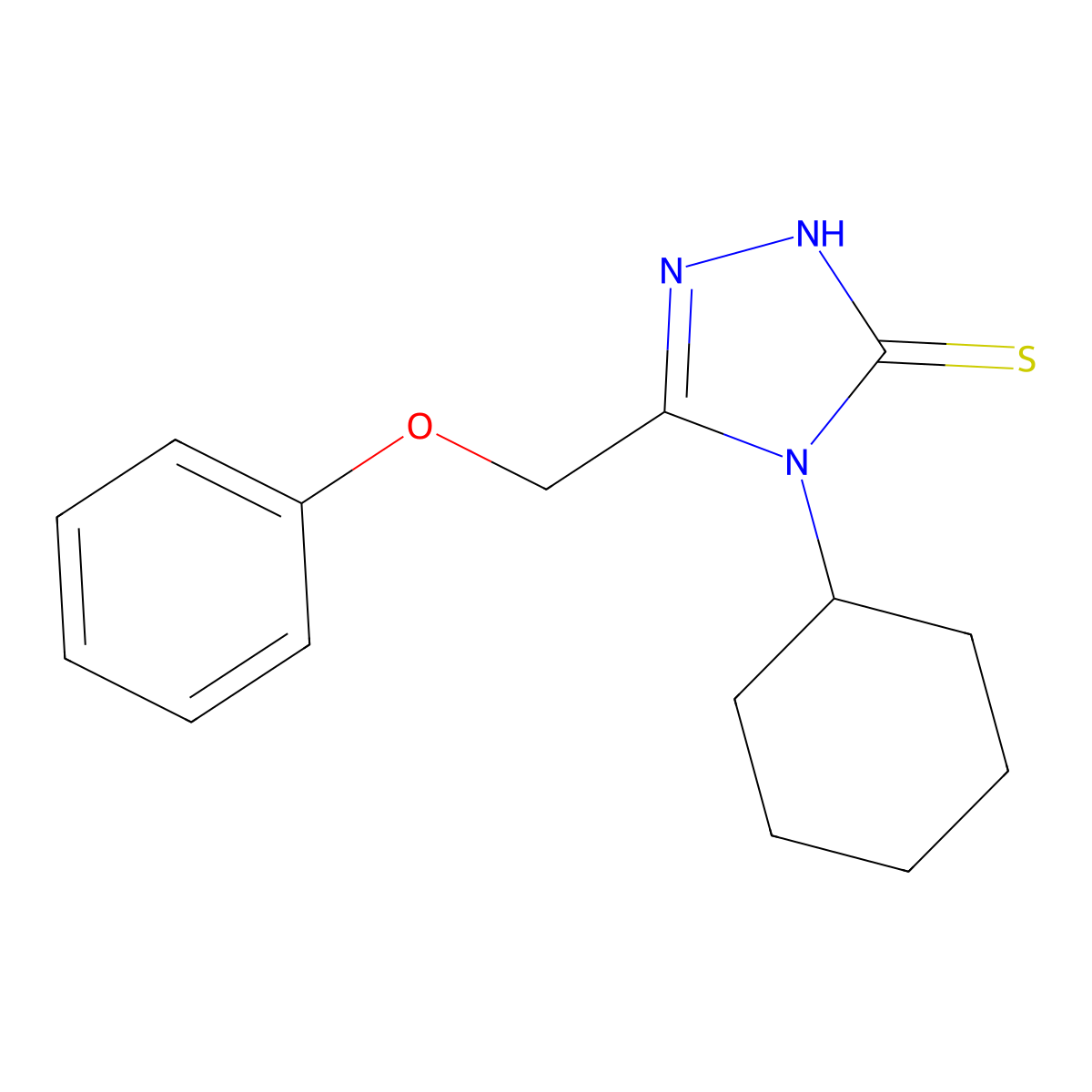 4-cyclohexyl-3-(phenoxymethyl)-4,5-dihydro-1H-1,2,4-triazole-5-thione molecular structure, CAS 330827-79-7