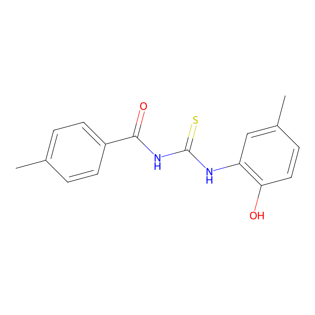 N-[(2-hydroxy-5-methylphenyl)carbamothioyl]-4-methylbenzamide molecular structure, CAS 330827-90-2