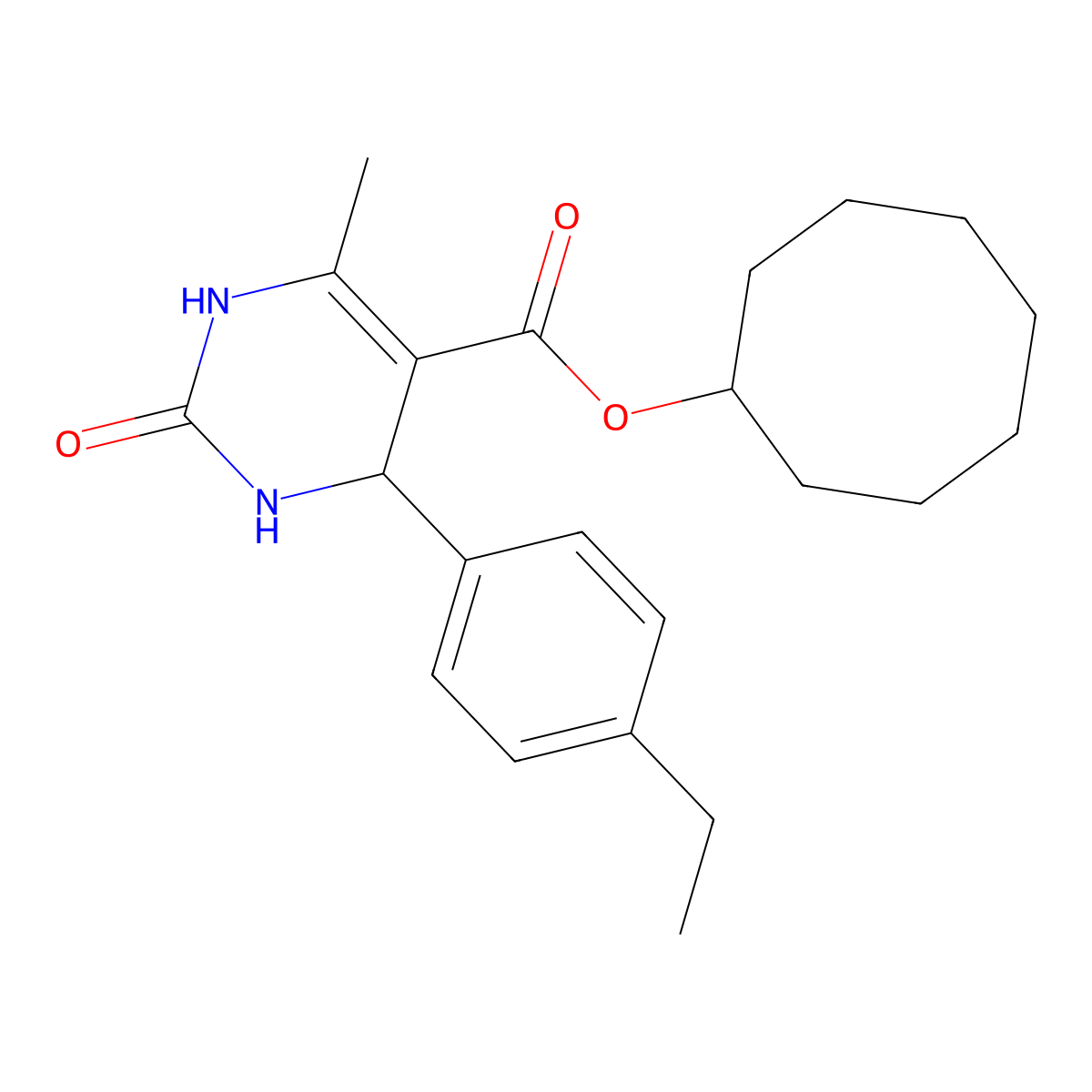 Cyclooctyl 4-(4-ethylphenyl)-6-methyl-2-oxo-1,2,3,4-tetrahydropyrimidine-5-carboxylate molecular structure, CAS 330827-91-3