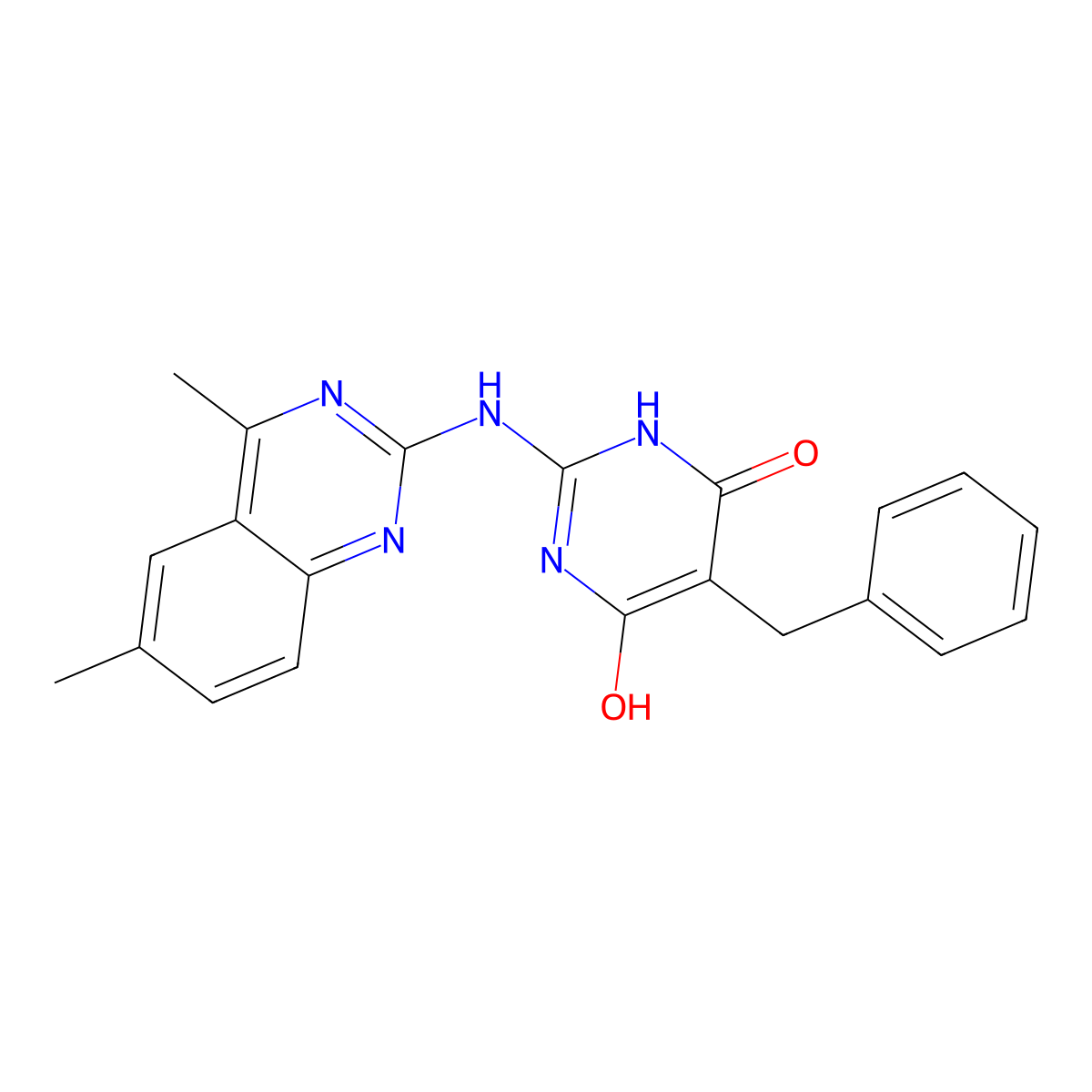 5-Benzyl-2-[(4,6-dimethylquinazolin-2-yl)amino]pyrimidine-4,6-diol molecular structure, CAS 330827-92-4