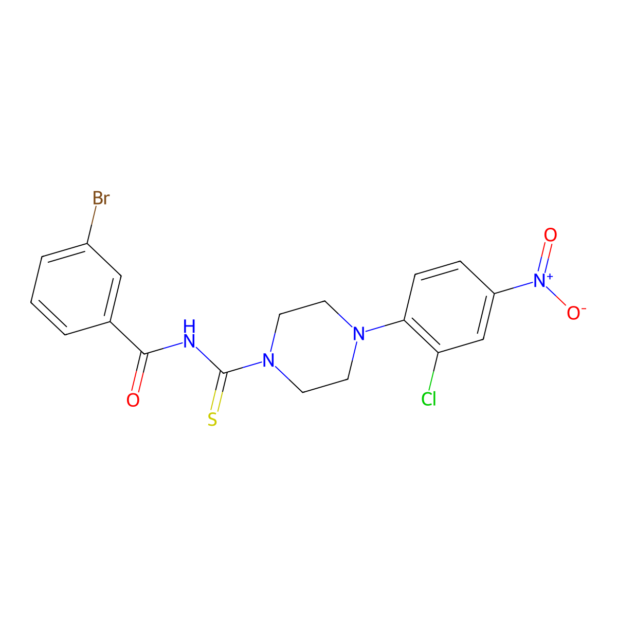 3-bromo-N-[4-(2-chloro-4-nitrophenyl)piperazine-1-carbothioyl]benzamide molecular structure, CAS 330828-22-3