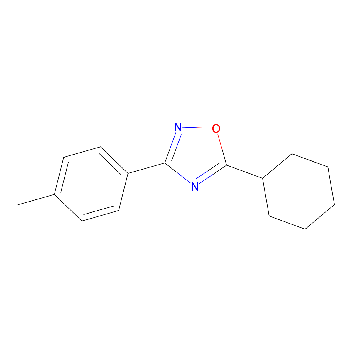5-Cyclohexyl-3-(p-tolyl)-1,2,4-oxadiazole molecular structure, CAS 330828-28-9