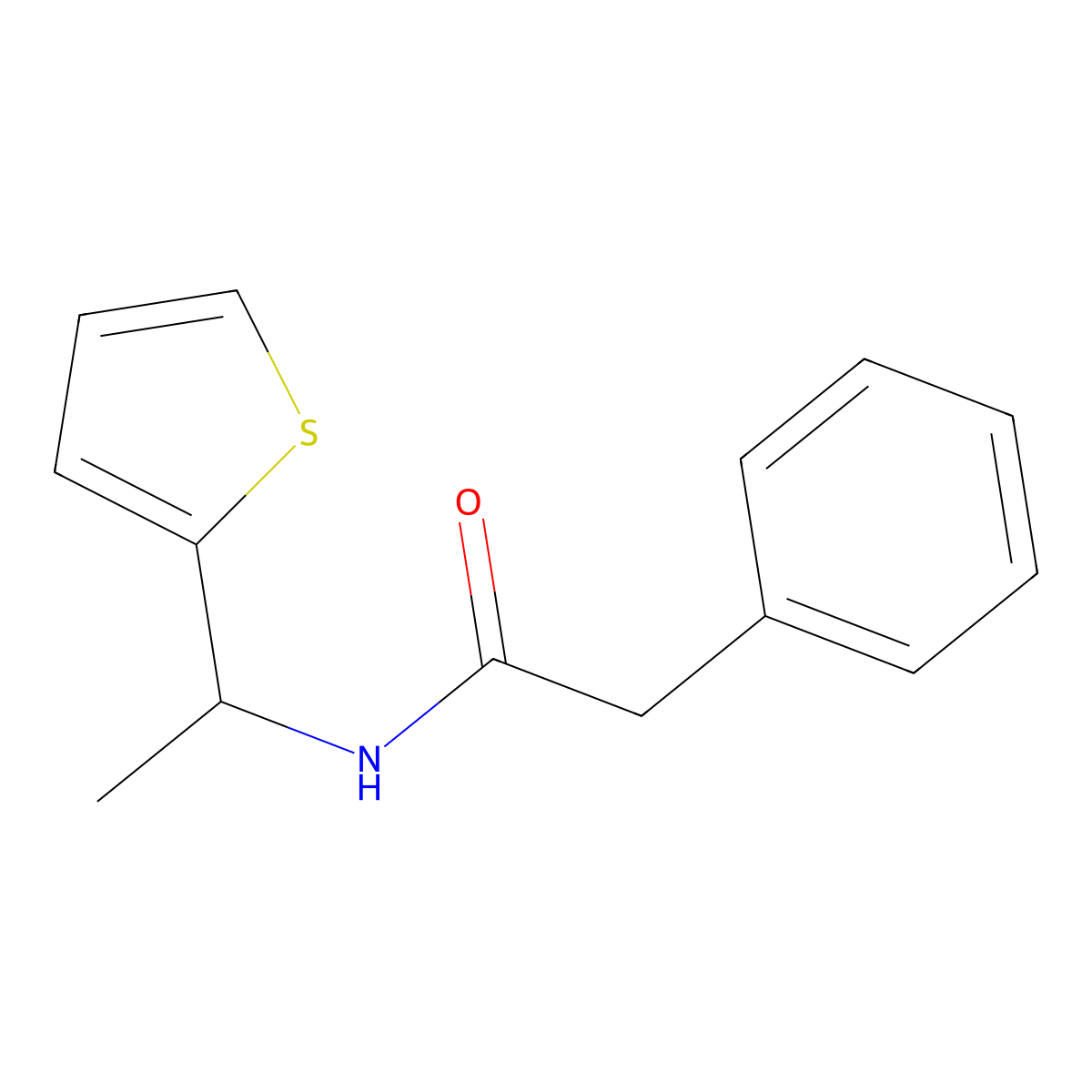2-phenyl-N-[1-(thiophen-2-yl)ethyl]acetamide molecular structure, CAS 330828-29-0