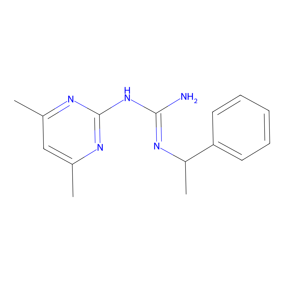 1-(4,6-Dimethylpyrimidin-2-yl)-3-(1-phenylethyl)guanidine molecular structure, CAS 330828-83-6