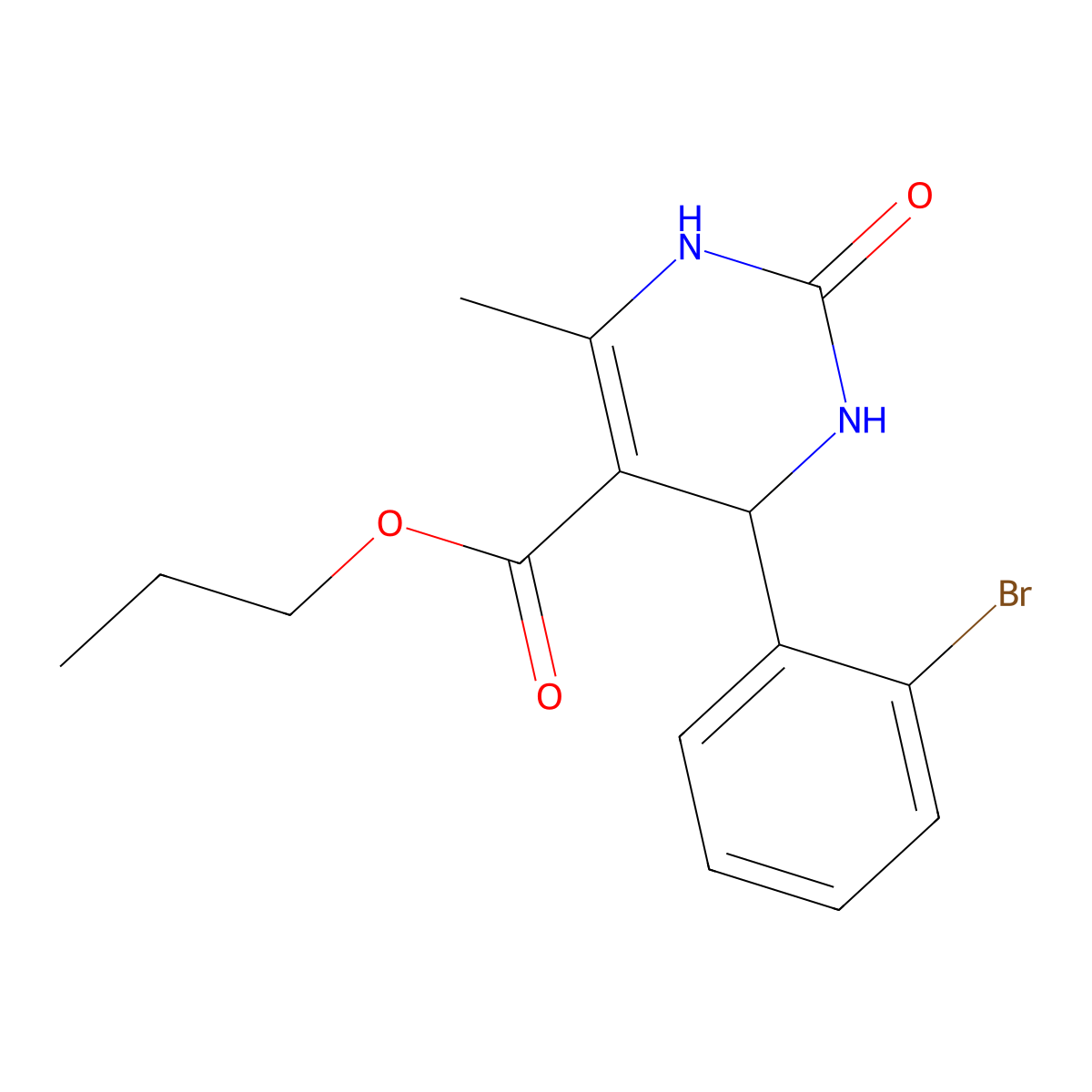 Propyl 4-(2-bromophenyl)-6-methyl-2-oxo-1,2,3,4-tetrahydropyrimidine-5-carboxylate molecular structure, CAS 330828-92-7