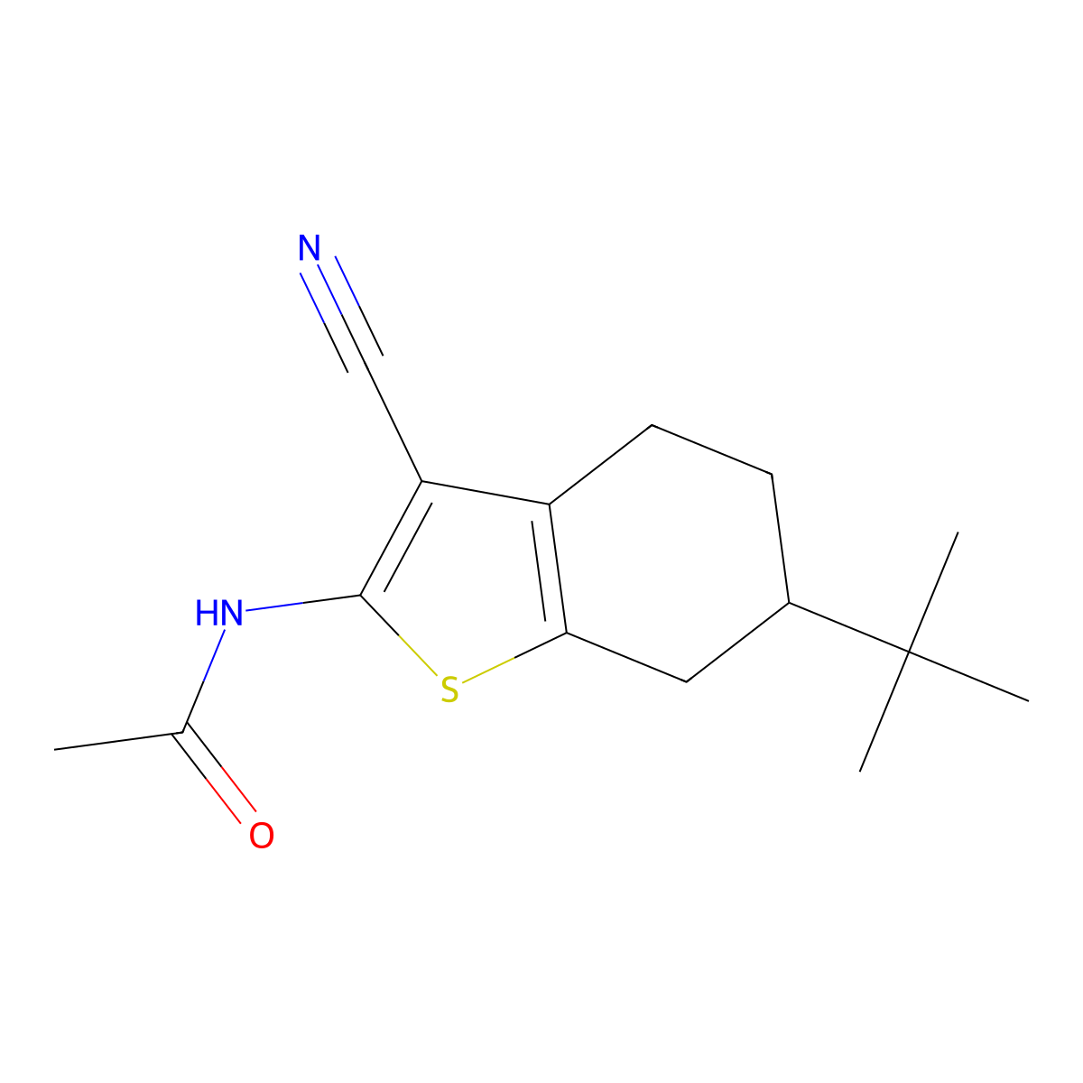 N-(6-tert-butyl-3-cyano-4,5,6,7-tetrahydro-1-benzothiophen-2-yl)acetamide molecular structure, CAS 330828-96-1
