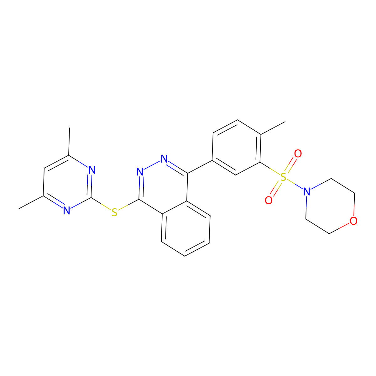 4-[5-[4-(4,6-Dimethylpyrimidin-2-yl)sulfanylphthalazin-1-yl]-2-methylphenyl]sulfonylmorpholine molecular structure, CAS 330829-15-7
