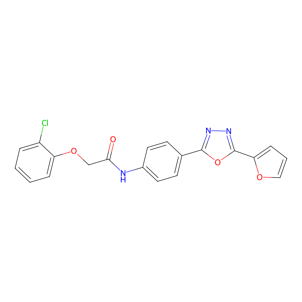 2-(2-chlorophenoxy)-N-{4-[5-(furan-2-yl)-1,3,4-oxadiazol-2-yl]phenyl}acetamide molecular structure, CAS 330829-16-8