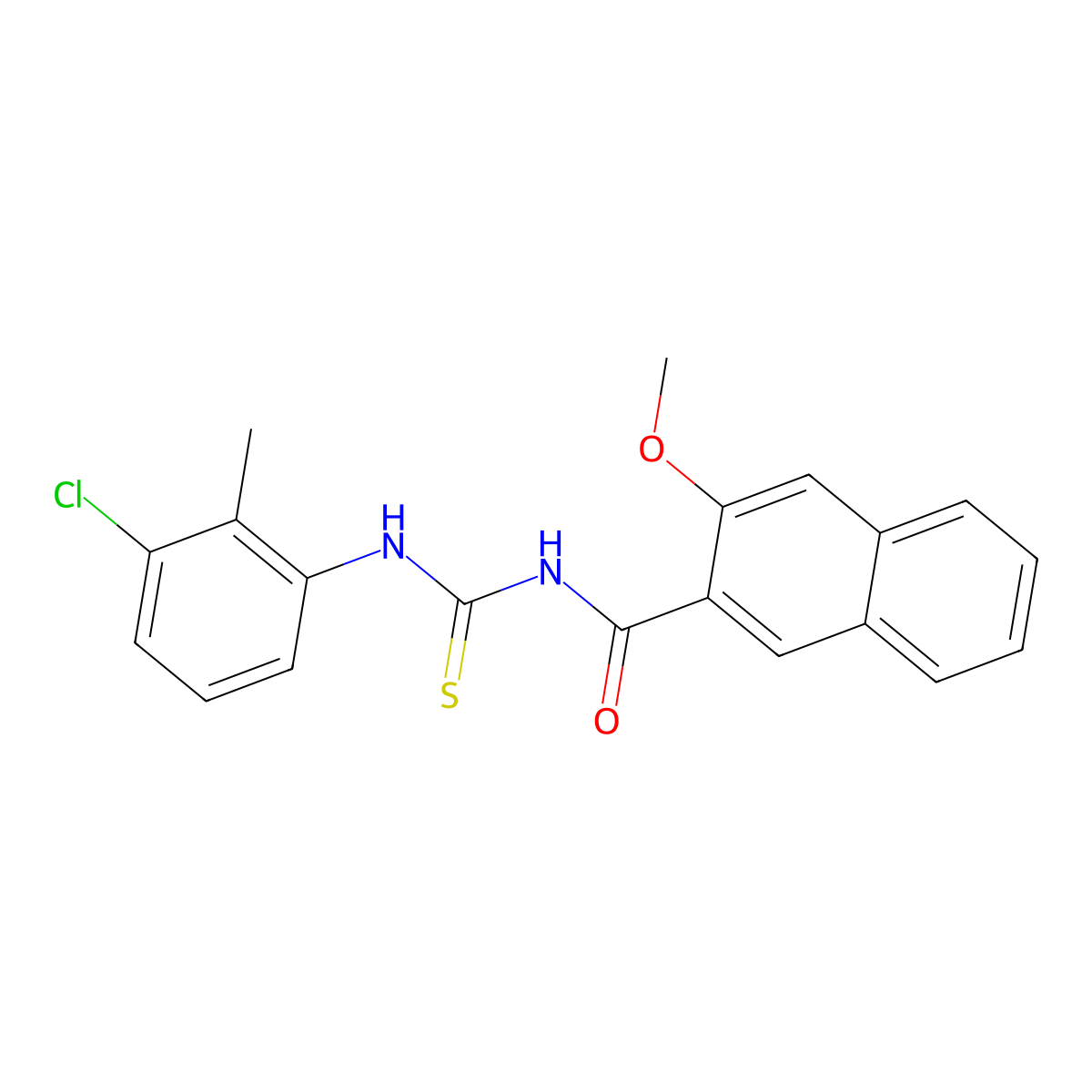 N-[(3-chloro-2-methylphenyl)carbamothioyl]-3-methoxynaphthalene-2-carboxamide molecular structure, CAS 330829-28-2