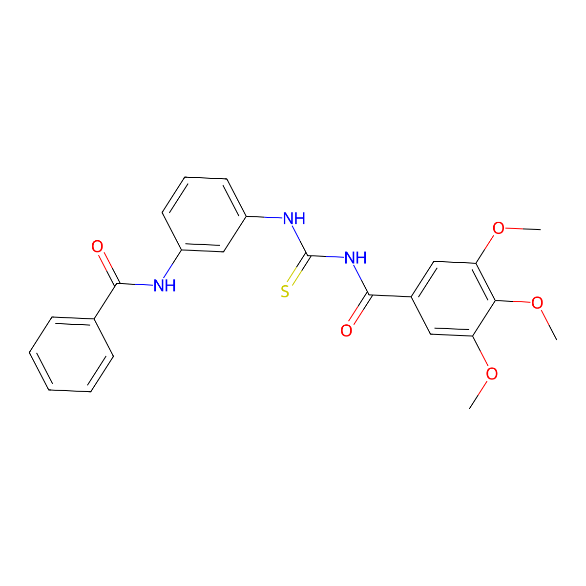 N-[[[3-[(Benzoyl)amino]phenyl]amino](thioxo)methyl]-3,4,5-trimethoxybenzamide molecular structure, CAS 330829-30-6
