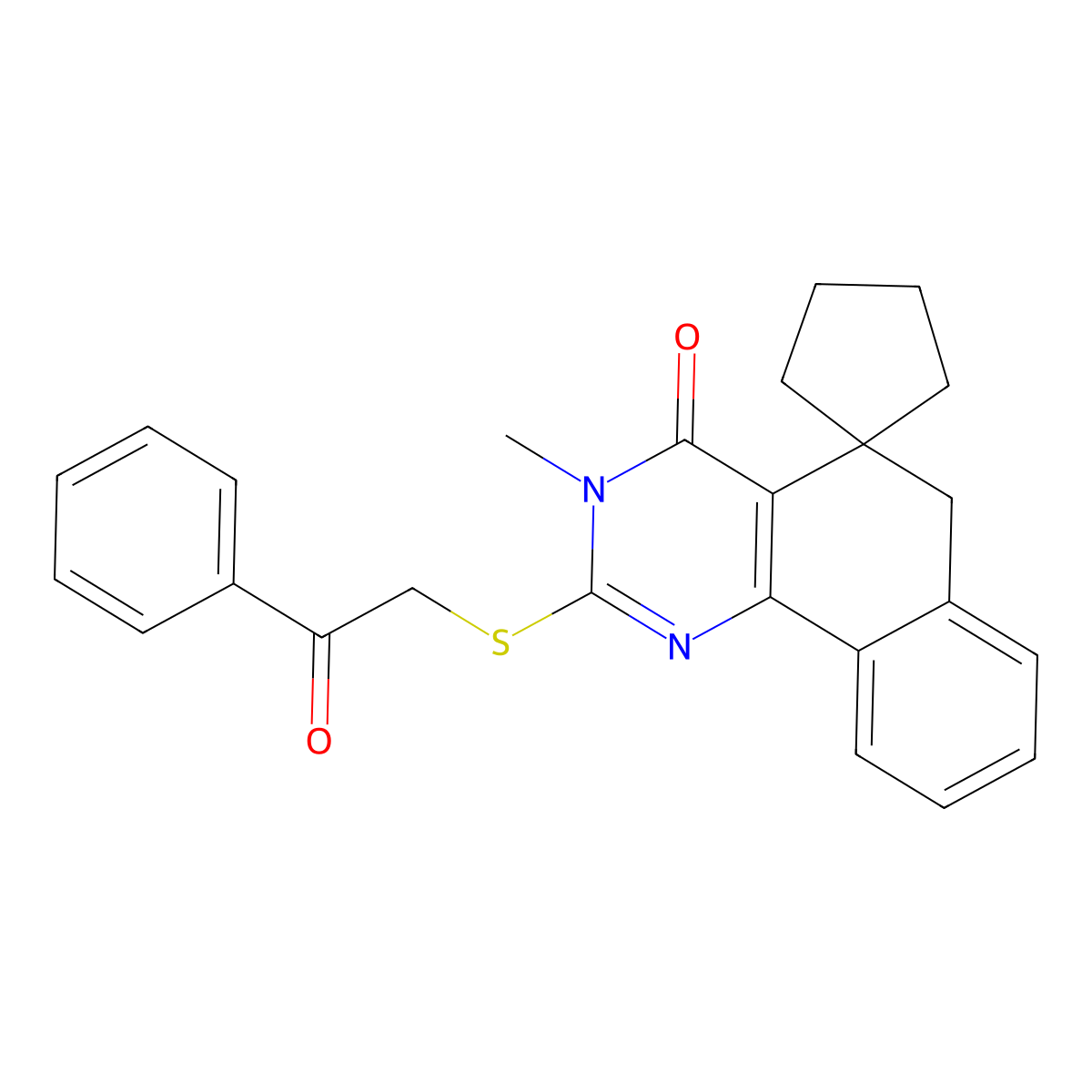 3-methyl-2-phenacylsulfanylspiro[6H-benzo[h]quinazoline-5,1'-cyclopentane]-4-one molecular structure, CAS 330829-44-2