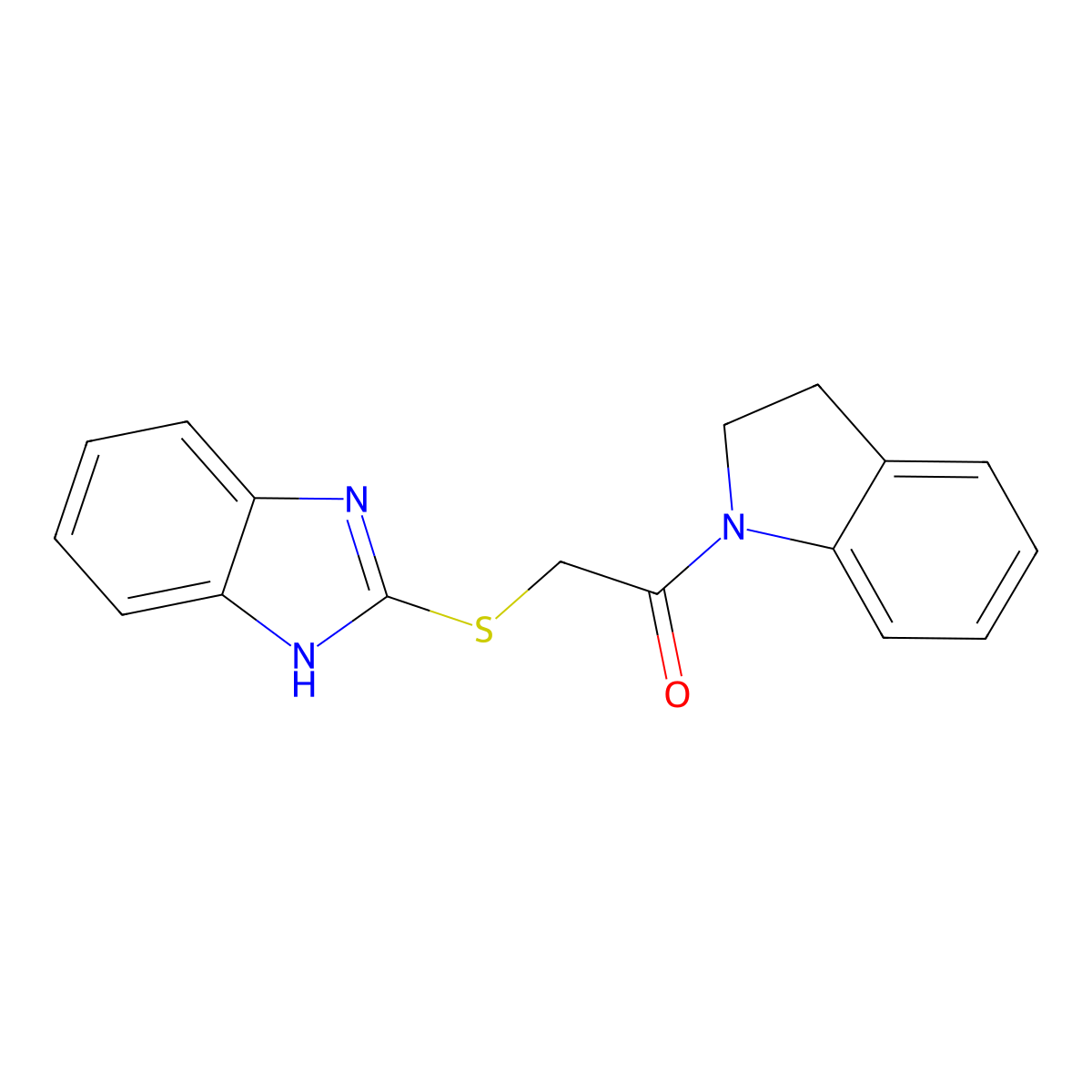 2-(1H-benzimidazol-2-ylsulfanyl)-1-(2,3-dihydroindol-1-yl)ethanone molecular structure, CAS 330829-56-6