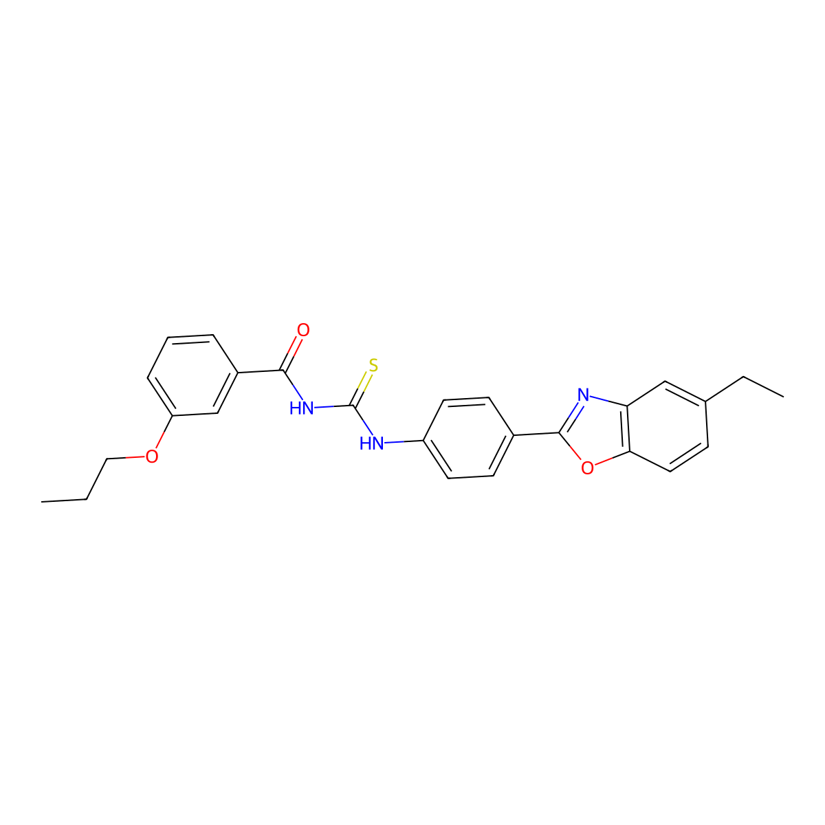 N-[[4-(5-ethyl-1,3-benzoxazol-2-yl)phenyl]carbamothioyl]-3-propoxybenzamide molecular structure, CAS 330829-64-6
