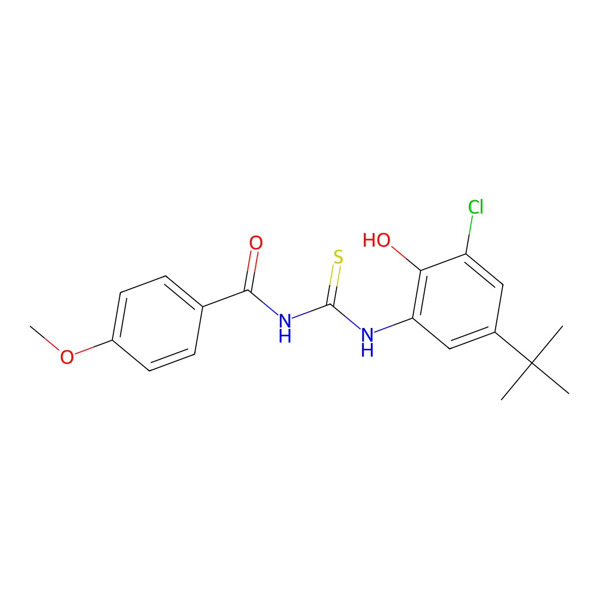 N-[(5-tert-butyl-3-chloro-2-hydroxyphenyl)carbamothioyl]-4-methoxybenzamide molecular structure, CAS 330829-73-7