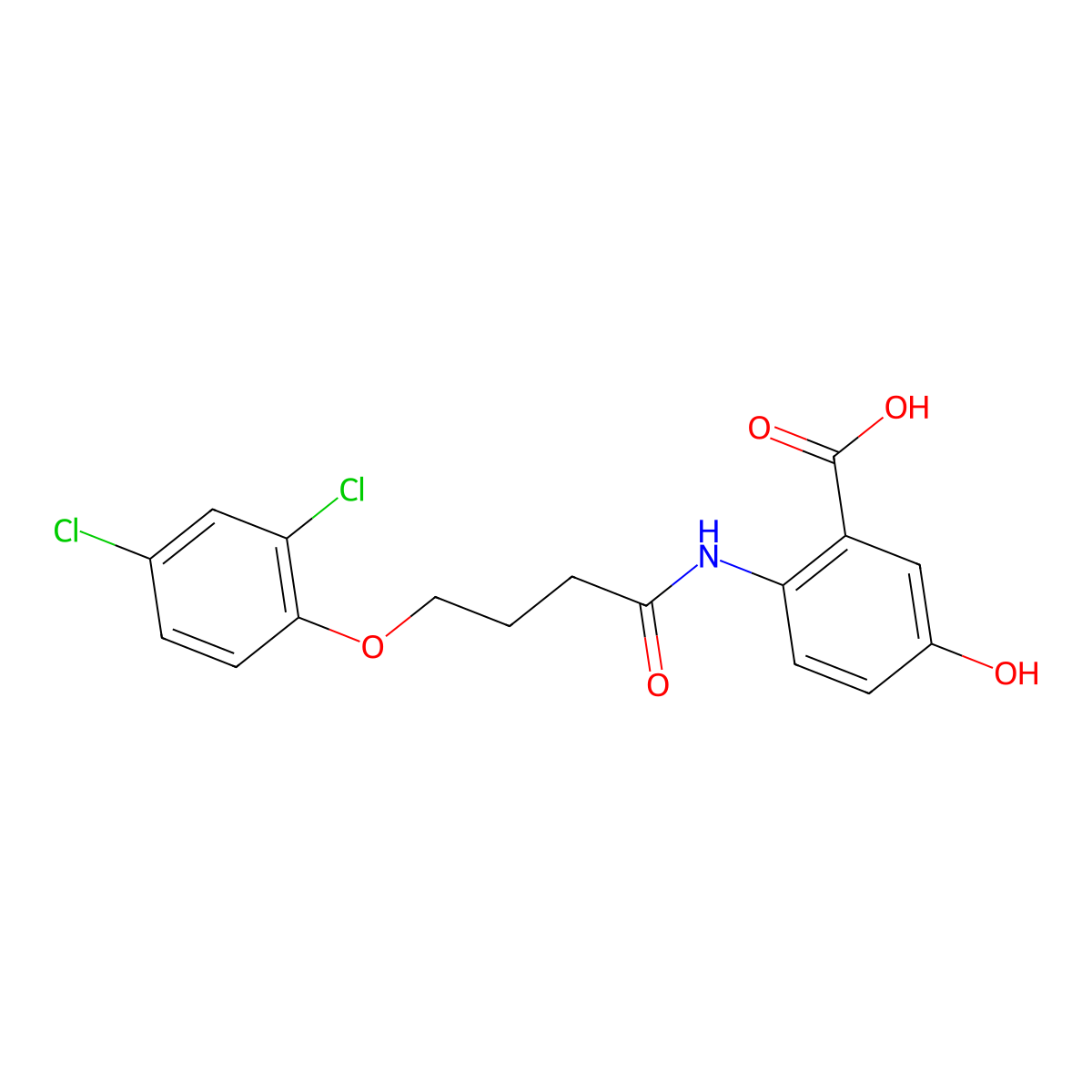 2-(4-(2,4-Dichlorophenoxy)butanamido)-5-hydroxybenzoic acid molecular structure, CAS 330829-94-2