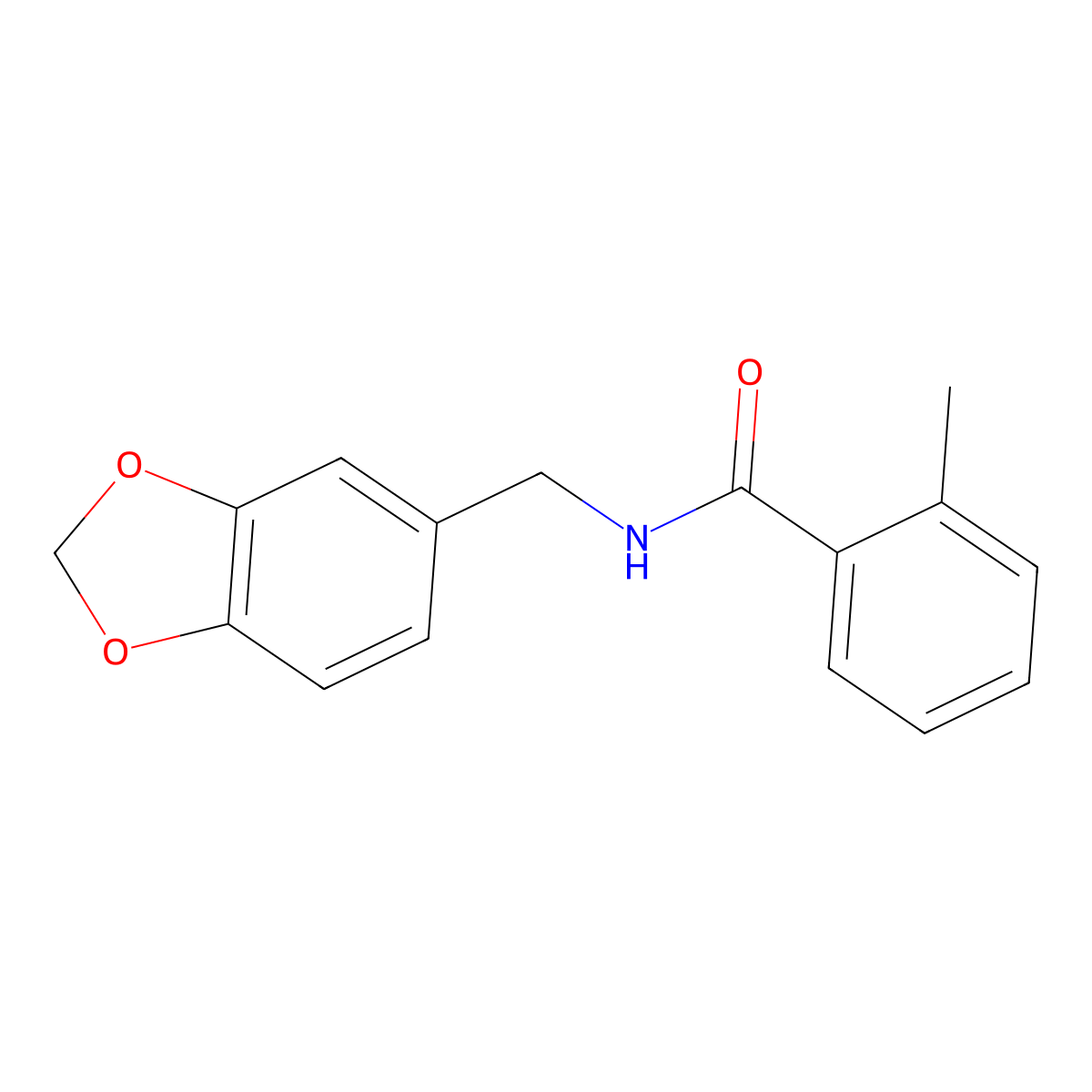 N-(1,3-benzodioxol-5-ylmethyl)-2-methylbenzamide molecular structure, CAS 330829-98-6