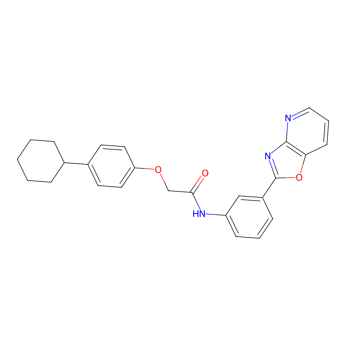 2-(4-cyclohexylphenoxy)-N-[3-([1,3]oxazolo[4,5-b]pyridin-2-yl)phenyl]acetamide molecular structure, CAS 330830-04-1