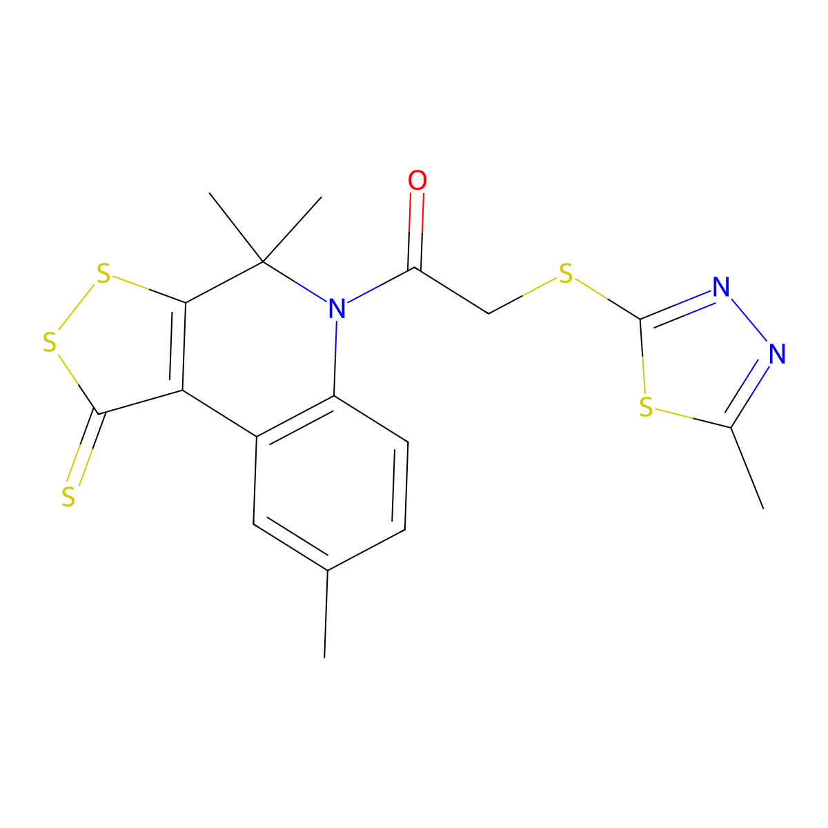 2-[(5-methyl-1,3,4-thiadiazol-2-yl)sulfanyl]-1-(4,4,8-trimethyl-1-thioxo-1,4-dihydro-5H-[1,2]dithiolo[3,4-c]quinolin-5-yl)ethanone molecular structure, CAS 330830-13-2