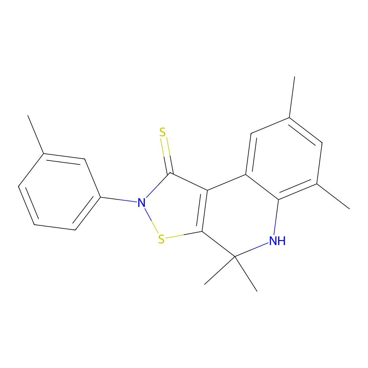 4,4,6,8-tetramethyl-2-(3-methylphenyl)-5H-[1,2]thiazolo[5,4-c]quinoline-1-thione molecular structure, CAS 330830-14-3