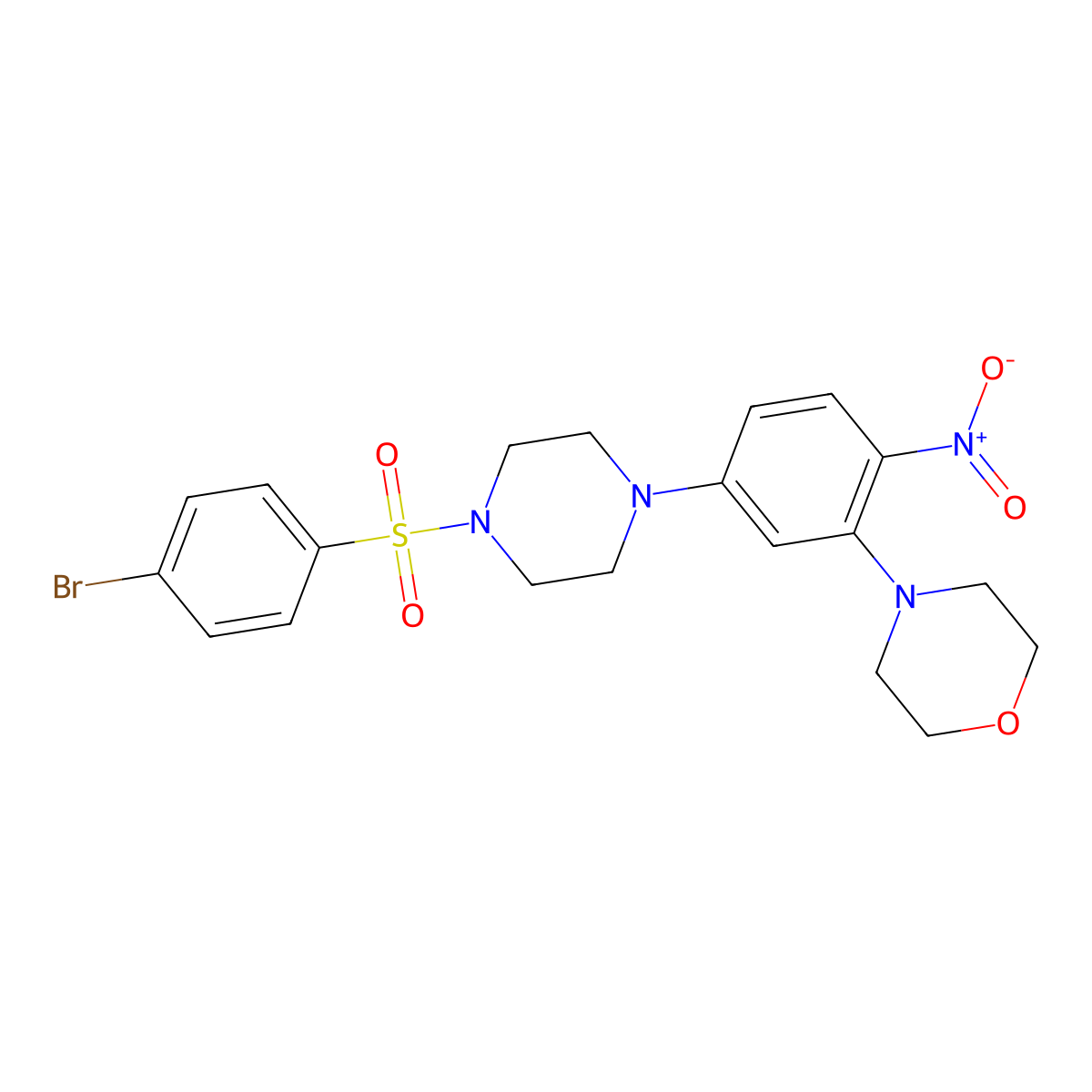 4-[5-[4-(4-Bromophenyl)sulfonylpiperazin-1-yl]-2-nitrophenyl]morpholine molecular structure, CAS 330830-22-3