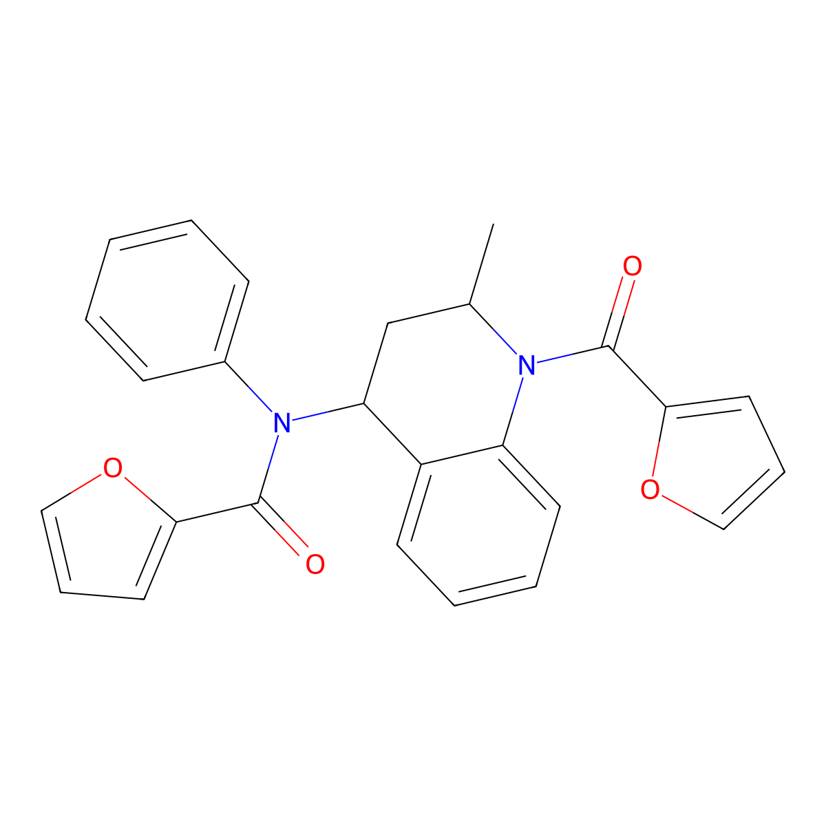 N-[1-(furan-2-carbonyl)-2-methyl-3,4-dihydro-2H-quinolin-4-yl]-N-phenylfuran-2-carboxamide molecular structure, CAS 330830-24-5