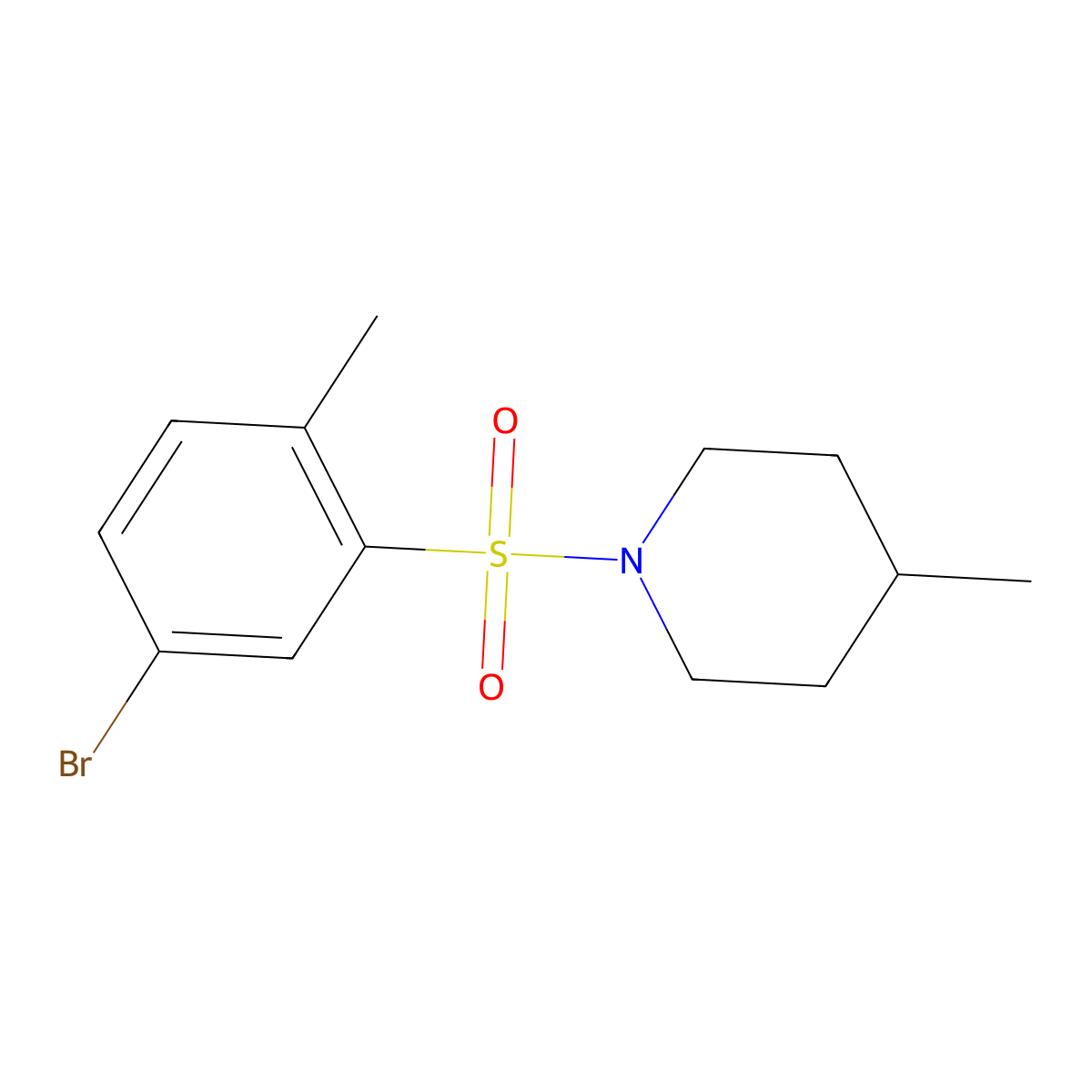 1-((5-Bromo-2-methylphenyl)sulfonyl)-4-methylpiperidine molecular structure, CAS 330830-29-0