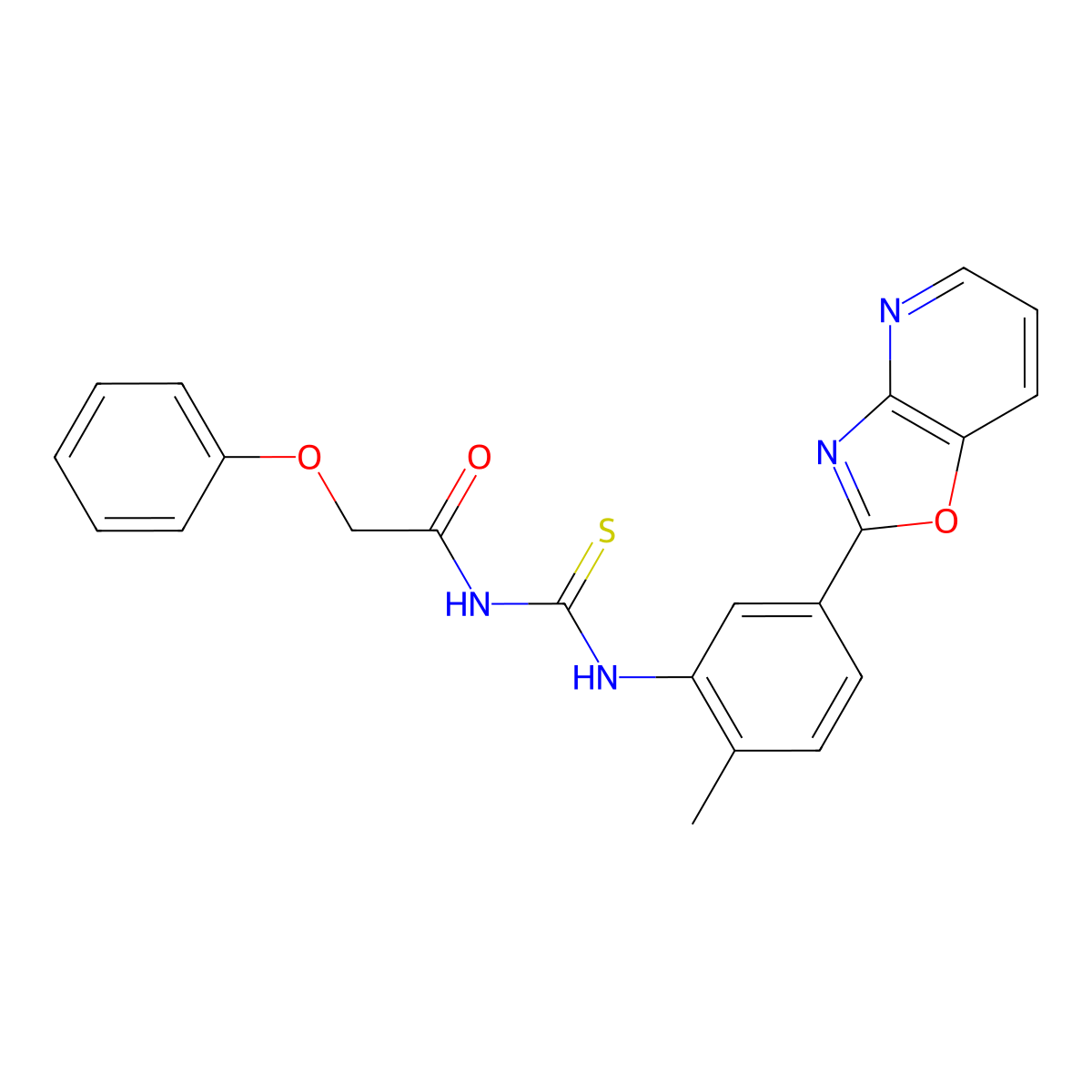 N-[[2-methyl-5-([1,3]oxazolo[4,5-b]pyridin-2-yl)phenyl]carbamothioyl]-2-phenoxyacetamide molecular structure, CAS 330830-36-9