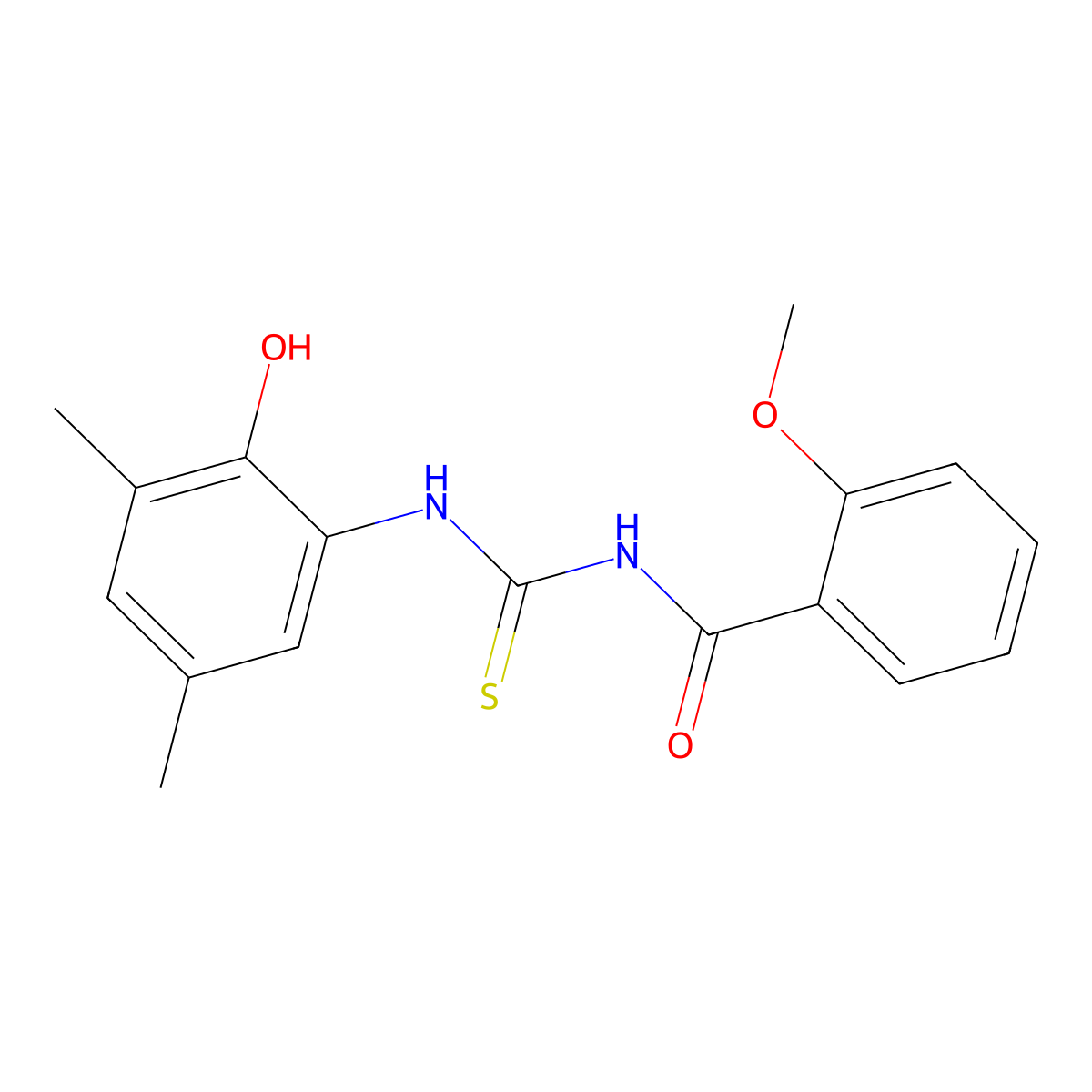 N-[(2-hydroxy-3,5-dimethylphenyl)carbamothioyl]-2-methoxybenzamide molecular structure, CAS 330830-64-3